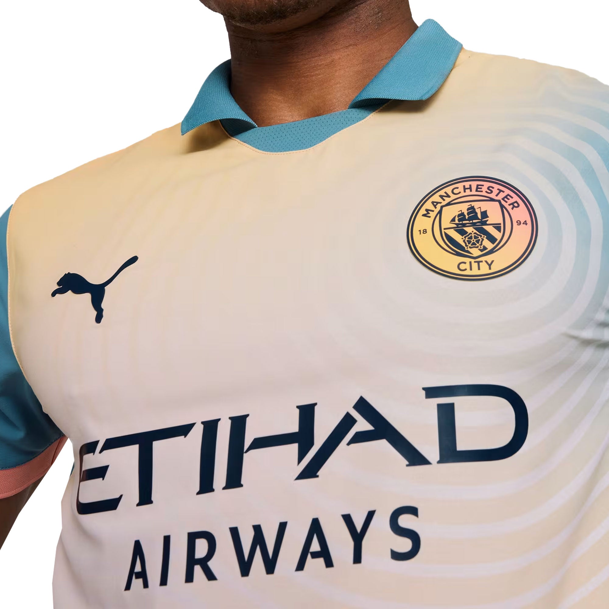 PUMA Men's Manchester City 2024/25 Authentic Fourth Jersey Rose Bay/Bold Blue、mySite、noshort