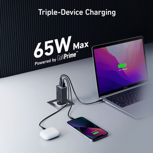 Anker Ganprime 65W 3-Port Wall Charger With Usb-C To Usb-C Cable、mySite、camillekostekn