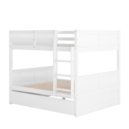 Full Over Full Bunk Bed with Twin Size Trundle, White ( old sku: LP000250AAK )、、casual