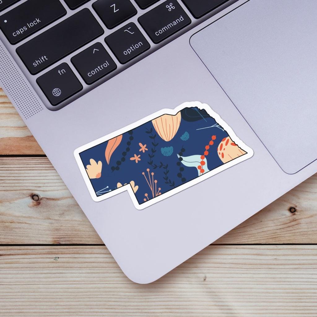  Nebraska Blue Floral Abstract Sticker、mySite、ghnorth