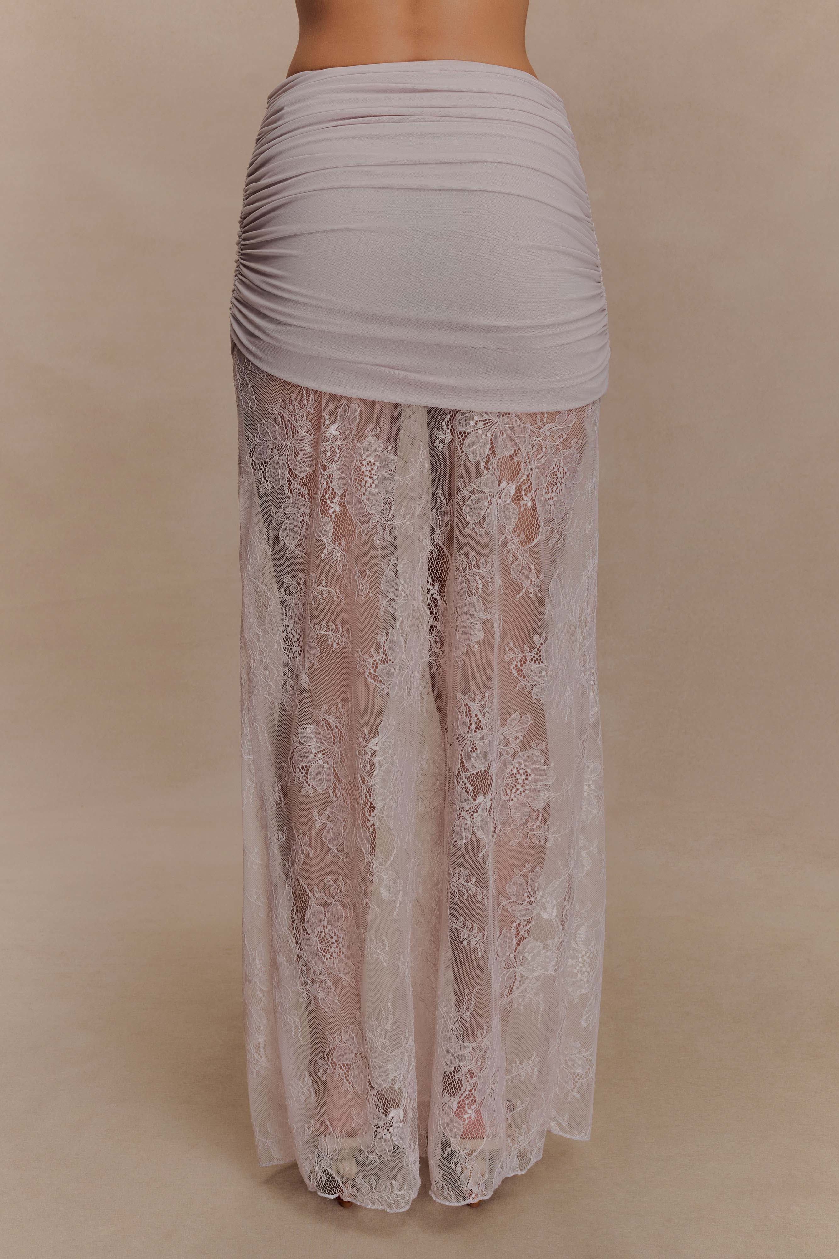 Guinevere Lace And Mesh Maxi Skirt - Lilac、mySite、solidvoid