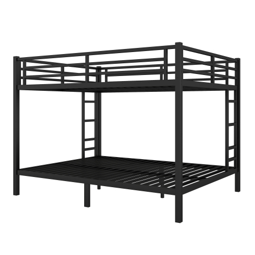 Metal Queen over Queen Bunk Bed for Teens and Adults,Space-Saving/Noise Reduced/No Box Spring Needed, Black、、casual