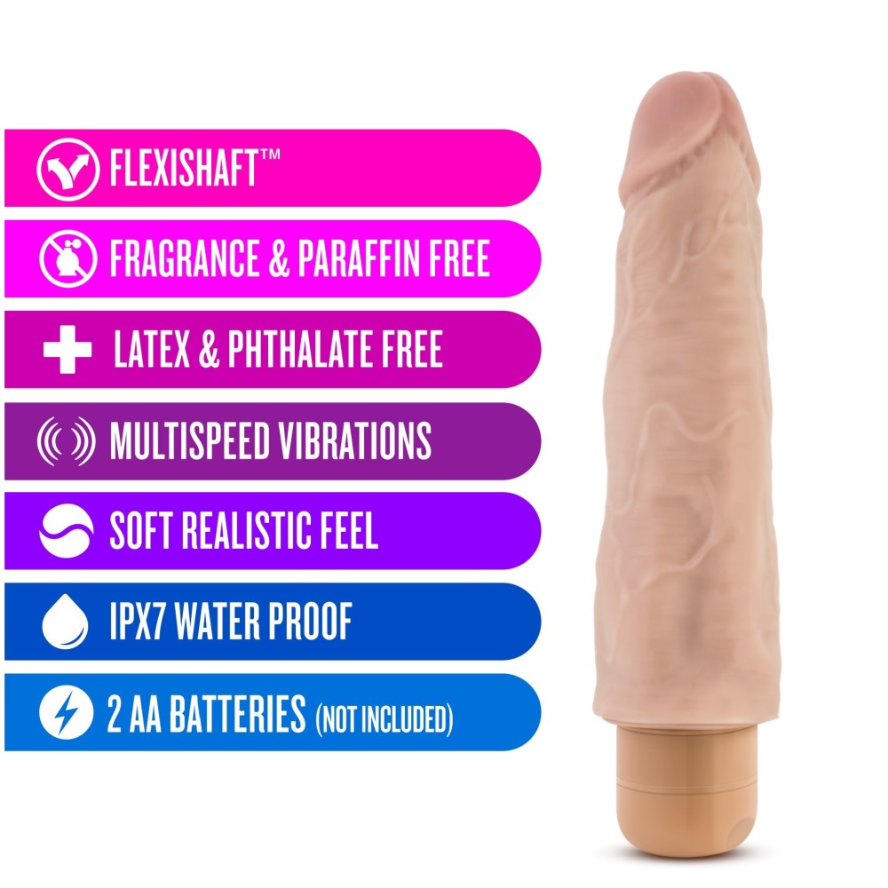 Dr. Skin By Blush® | Cock Vibe 14 Realistic Beige 8-Inch Long Vibrating Dildo、mySite、bottomscart
