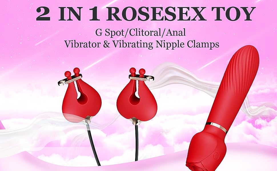 Rose 2 in 1 Nipple & Clitoral Vibrator | 10 Vibration Modes | USB、mySite、bottomscart