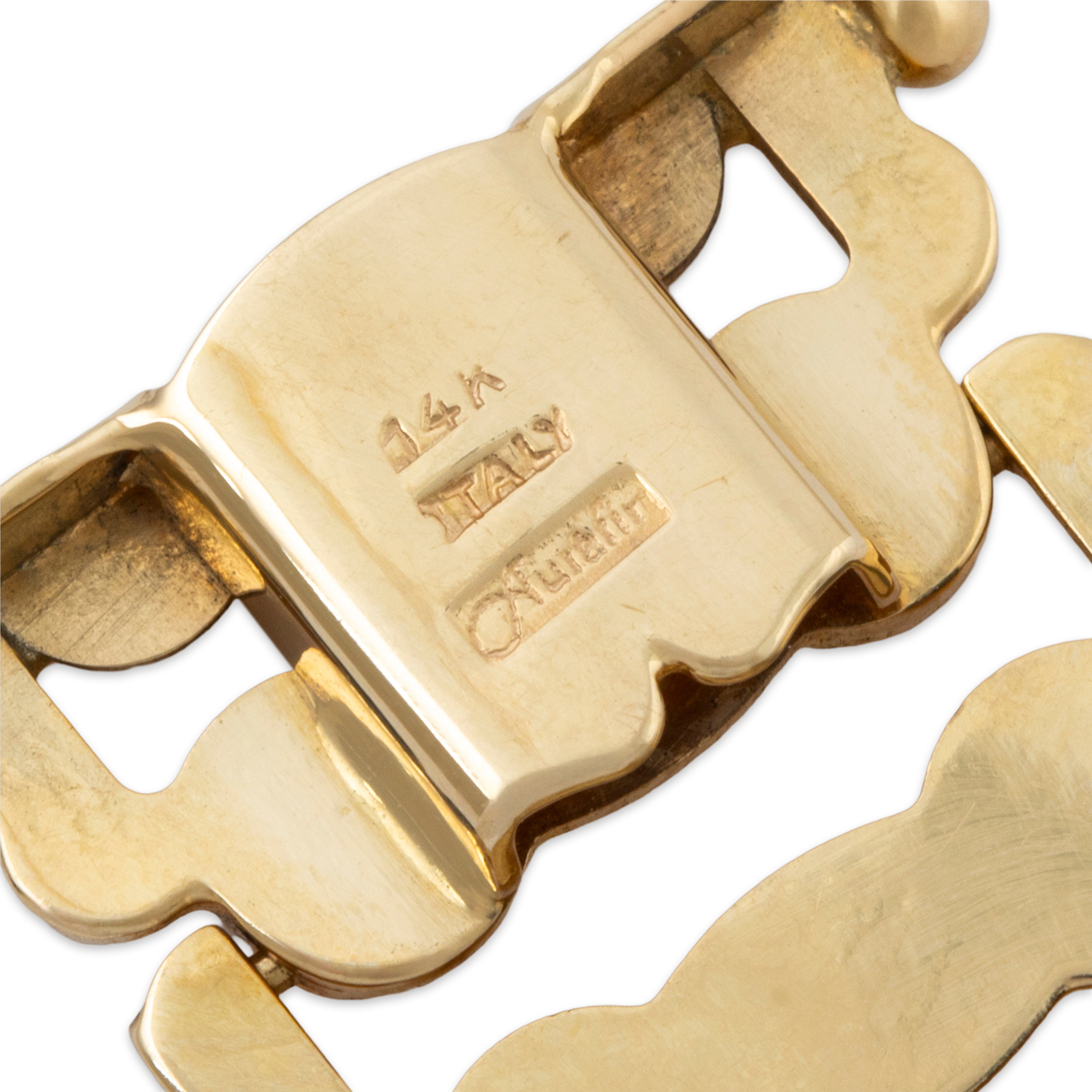 Vintage Italian 14k Yellow Gold Openwork Navette Wide Link Bracelet 7、mySite、hinf8tx79