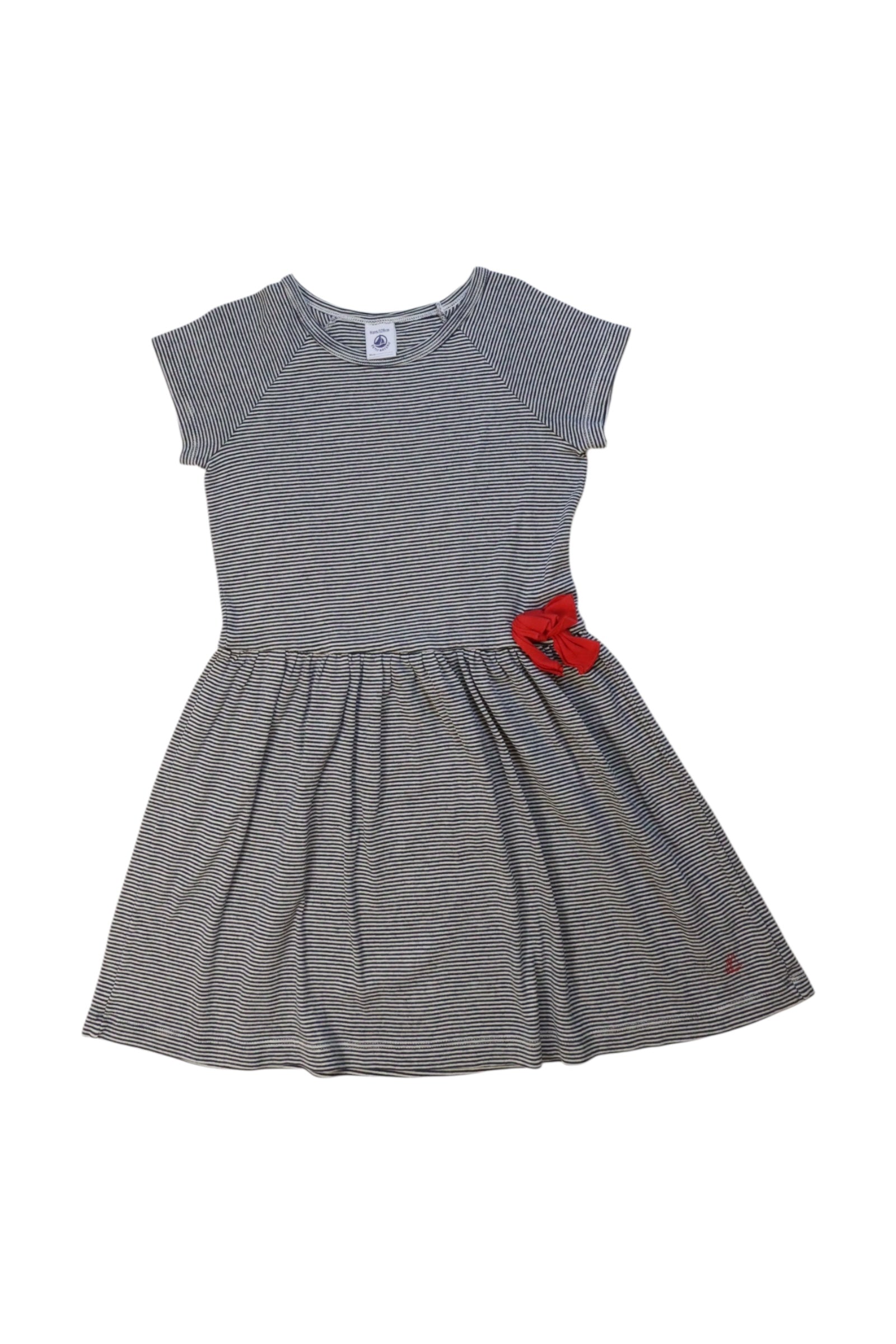 Petit Bateau Striped Short Sleeve Dress With Bow 8Y、mySite、g9winljtr