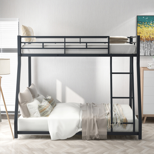 Metal Floor Bunk Bed, Twin over Full,Black(OLD SKU:MF193244AAB)、、casual