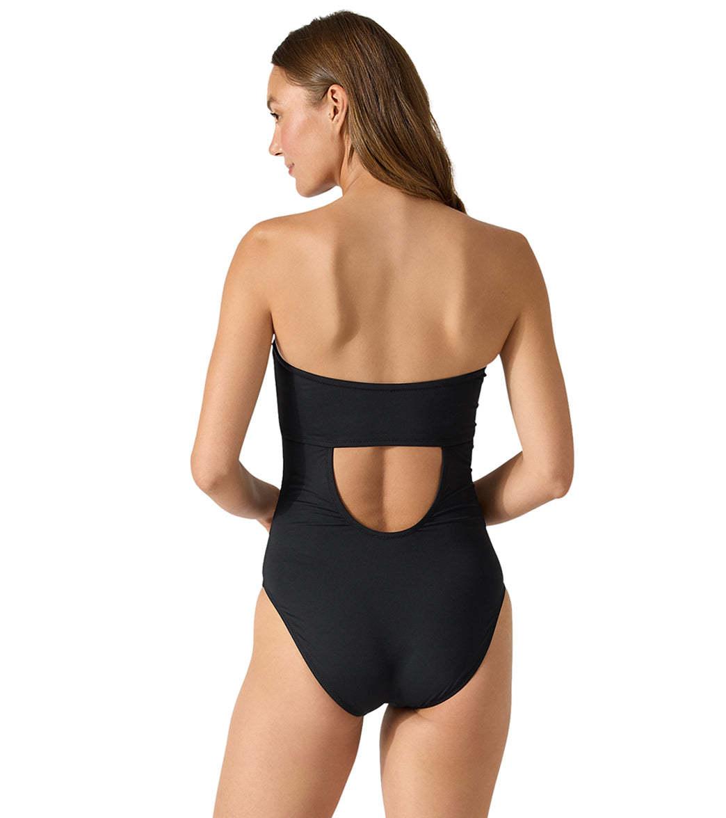Tommy Bahama Women's Palm Modern Solid Bandeau One Piece Swimsuit、mySite、noshort