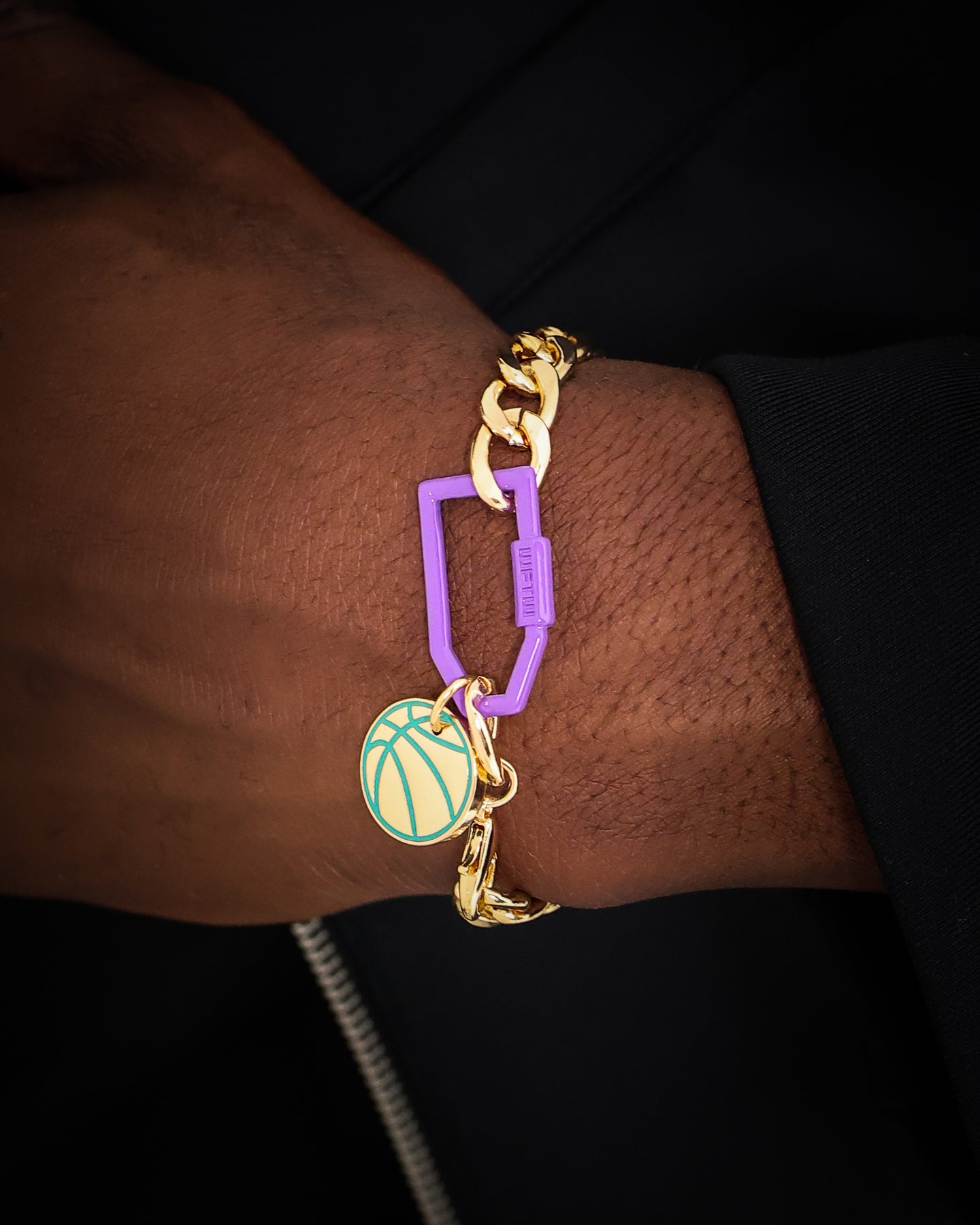 Wild For The Weekend Slam Dunk Basketball Bracelet Gold/Purple/Teal、mySite、zt4zffjzw
