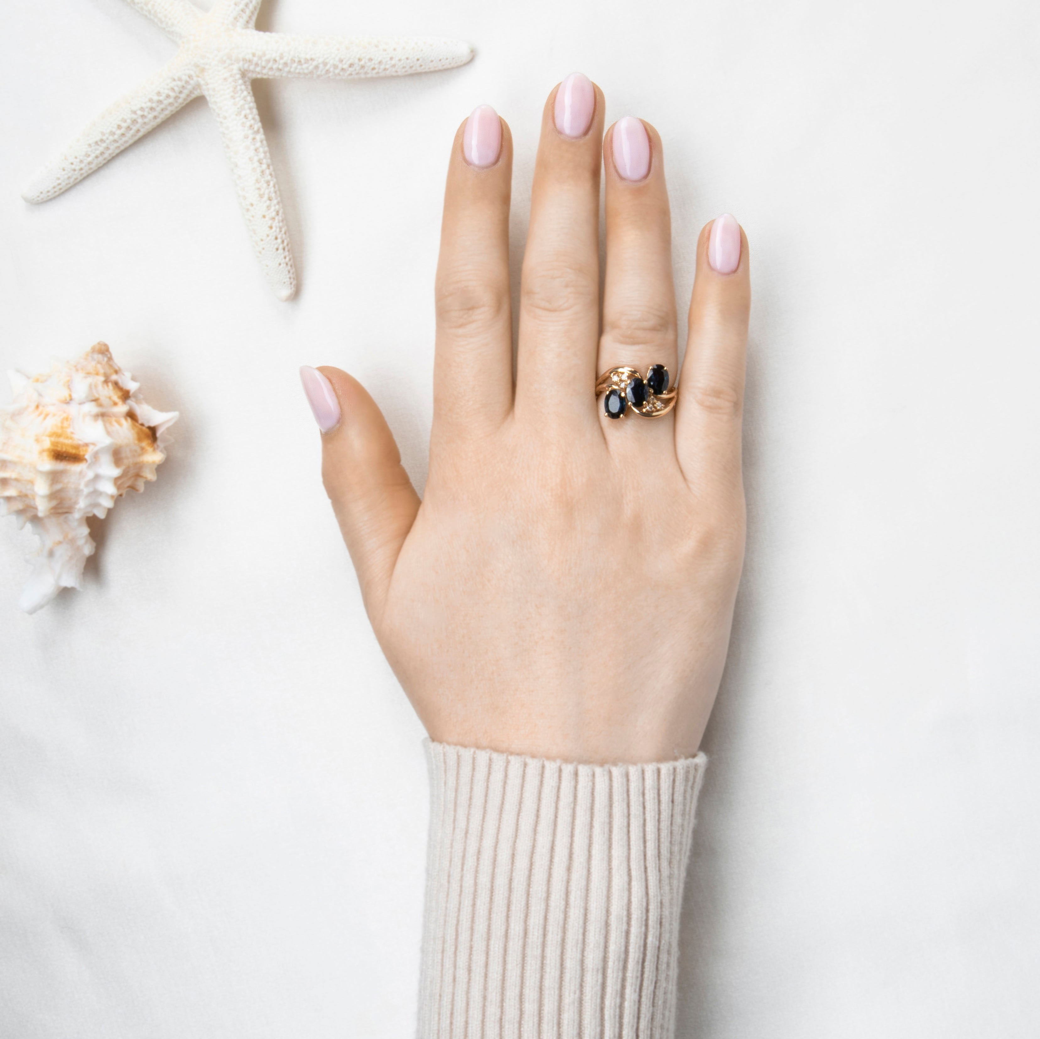 Vintage 14k Yellow Gold 2.8cttw Blue Sapphire Diamond Bypass Trio Ring 7.00、mySite、hinf8tx79