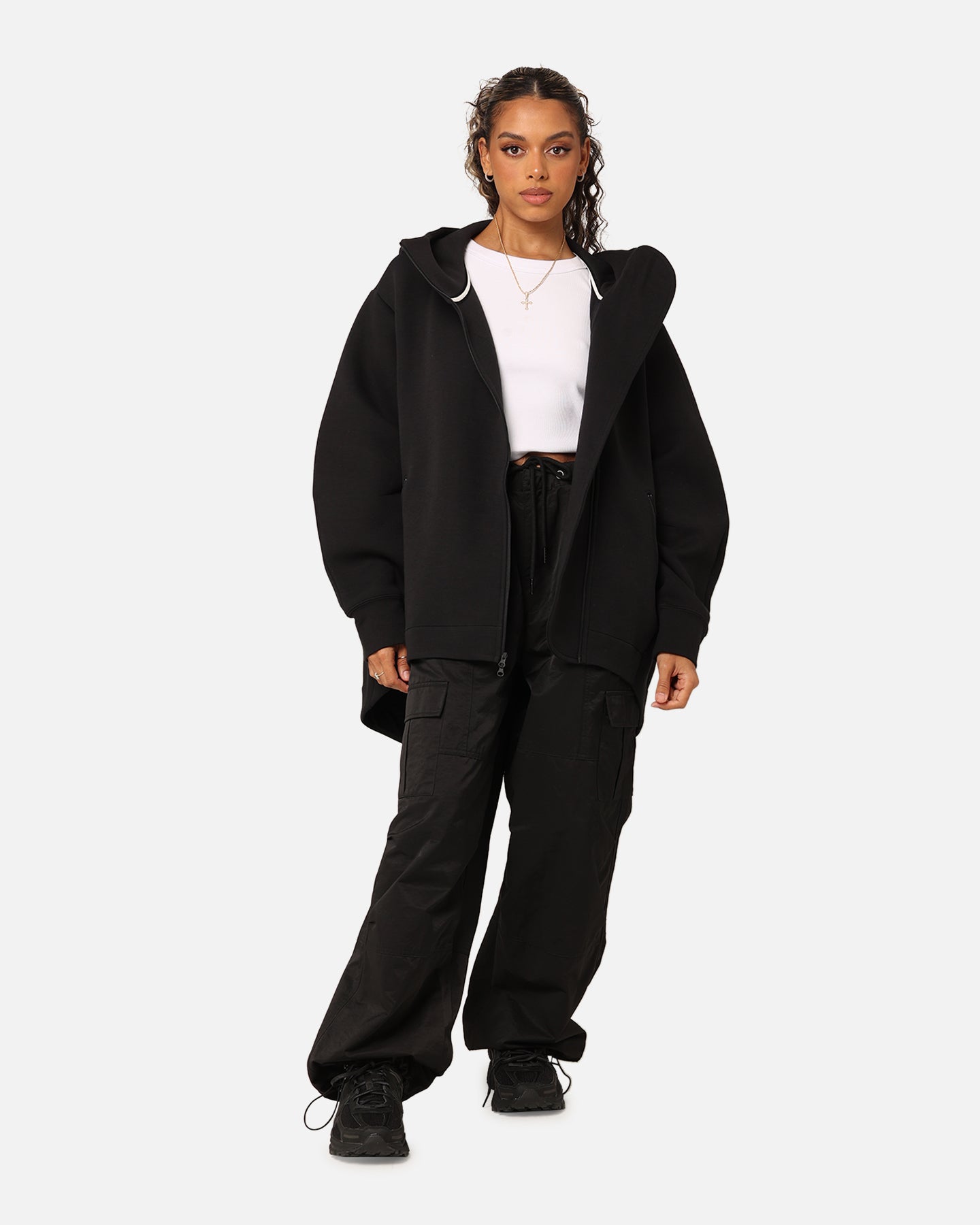 Nike Women's Sportswear Tech Fleece Oversized Full-Zip Hoodie Cape Black/Black、mySite、zt4zffjzw