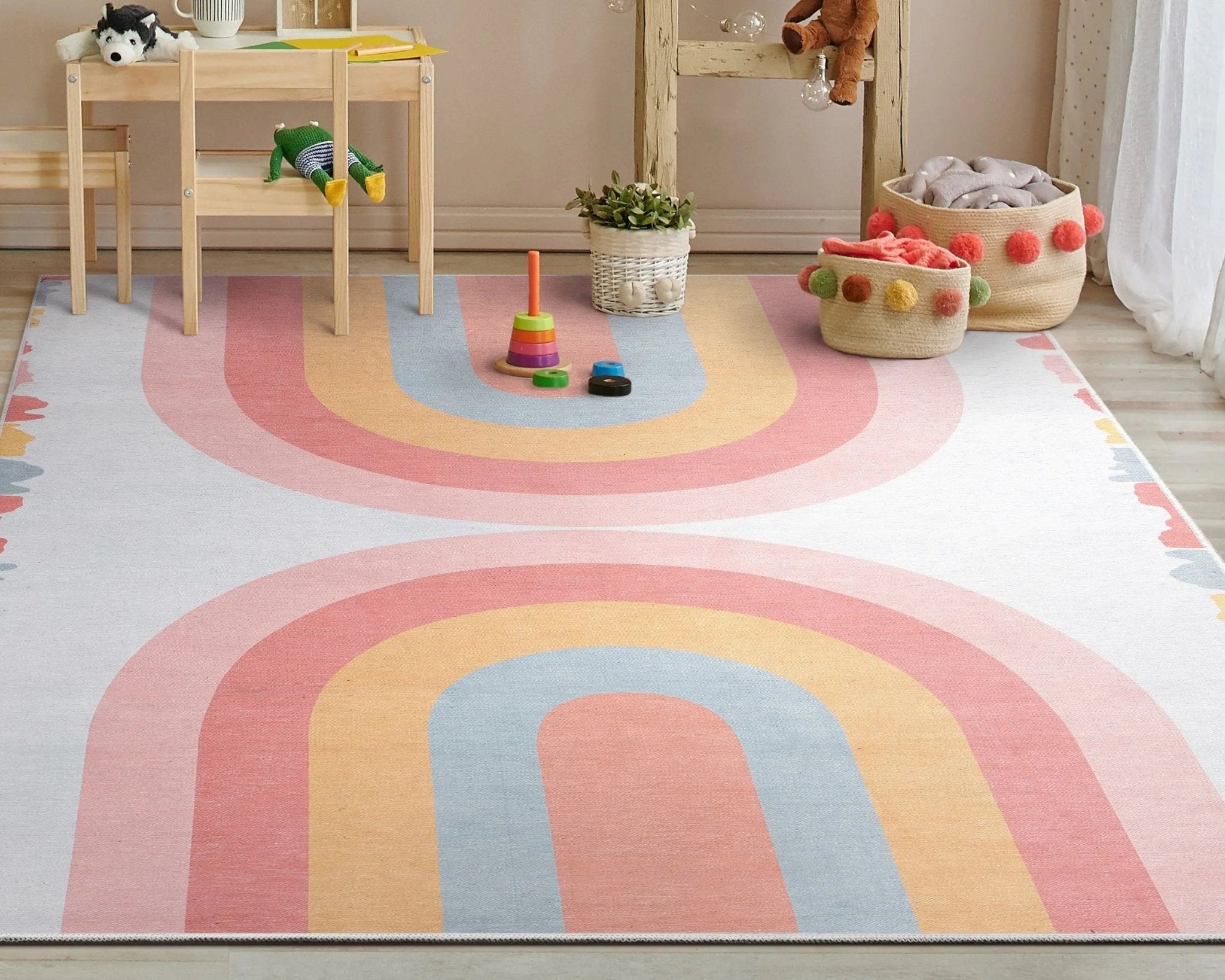Crescent Rainbow Modern Multi Color Area Flat-Weave Rug、mySite、gigharbornorthrealestate