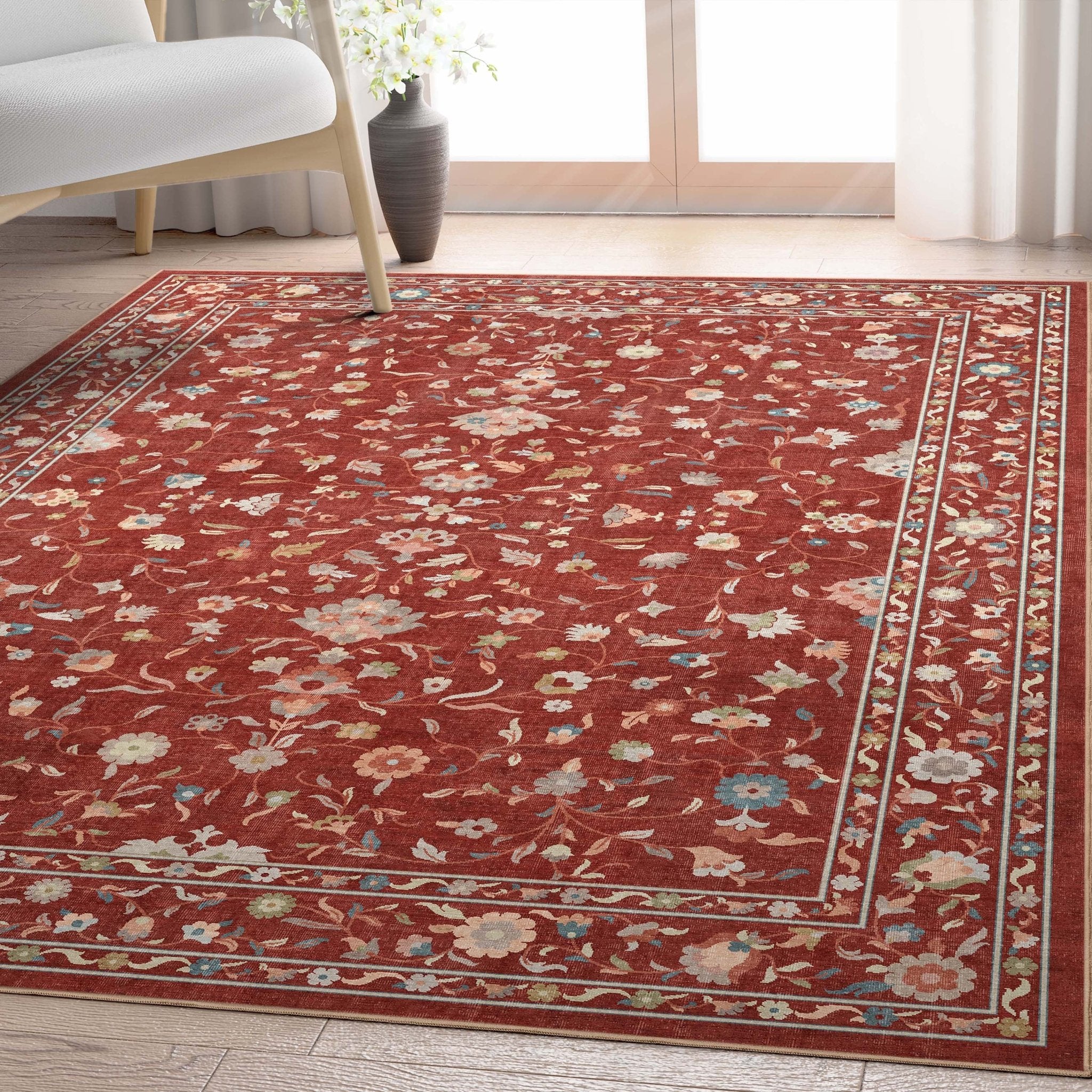 Venice Hereke Floral Botanical Rug – Easy Clean, Stylish Elegant Design、mySite、gigharbornorthrealestate
