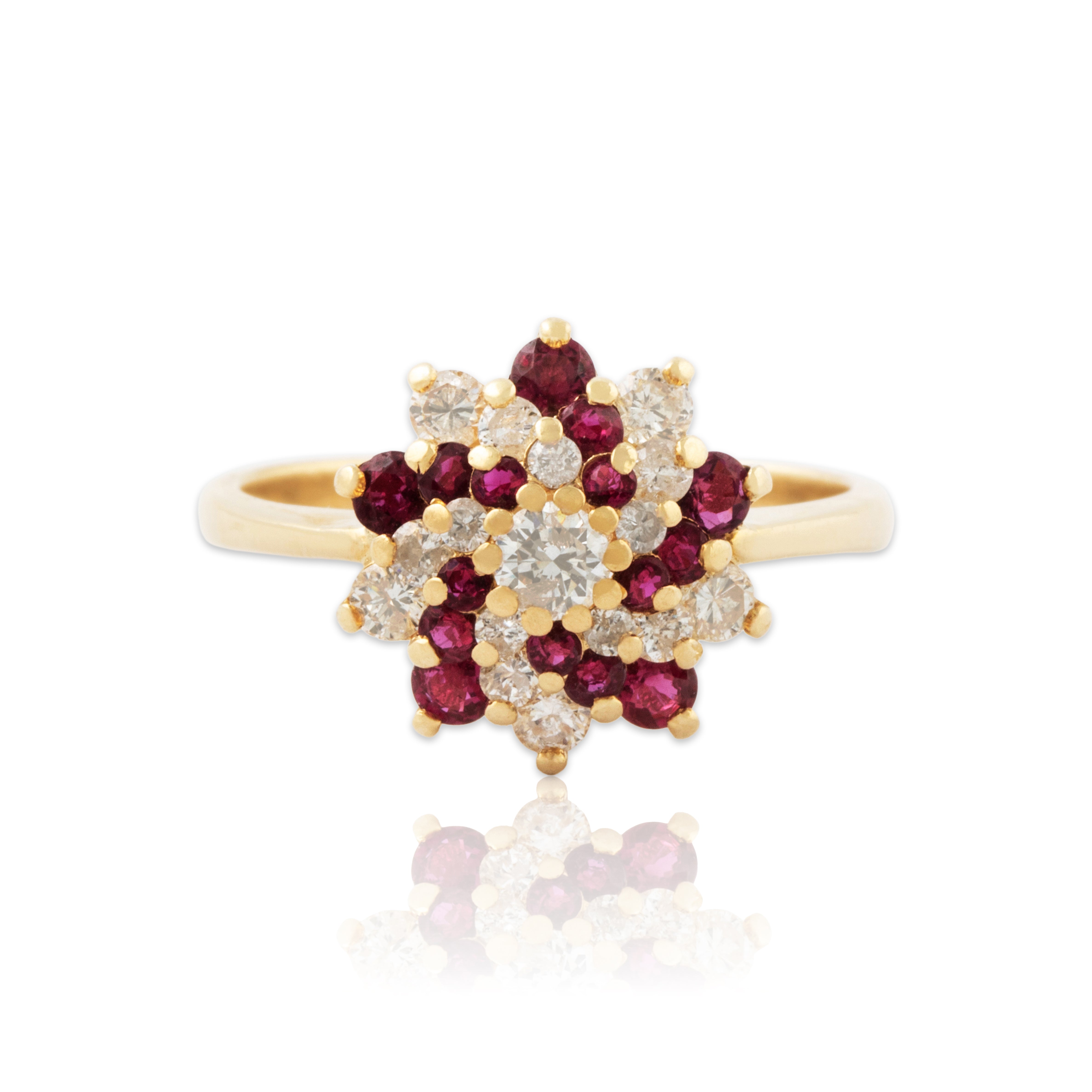 Vintage 14k Yellow Gold .47cttw Diamond Ruby Stunning Starburst Swirl Ring 6.75、mySite、hinf8tx79