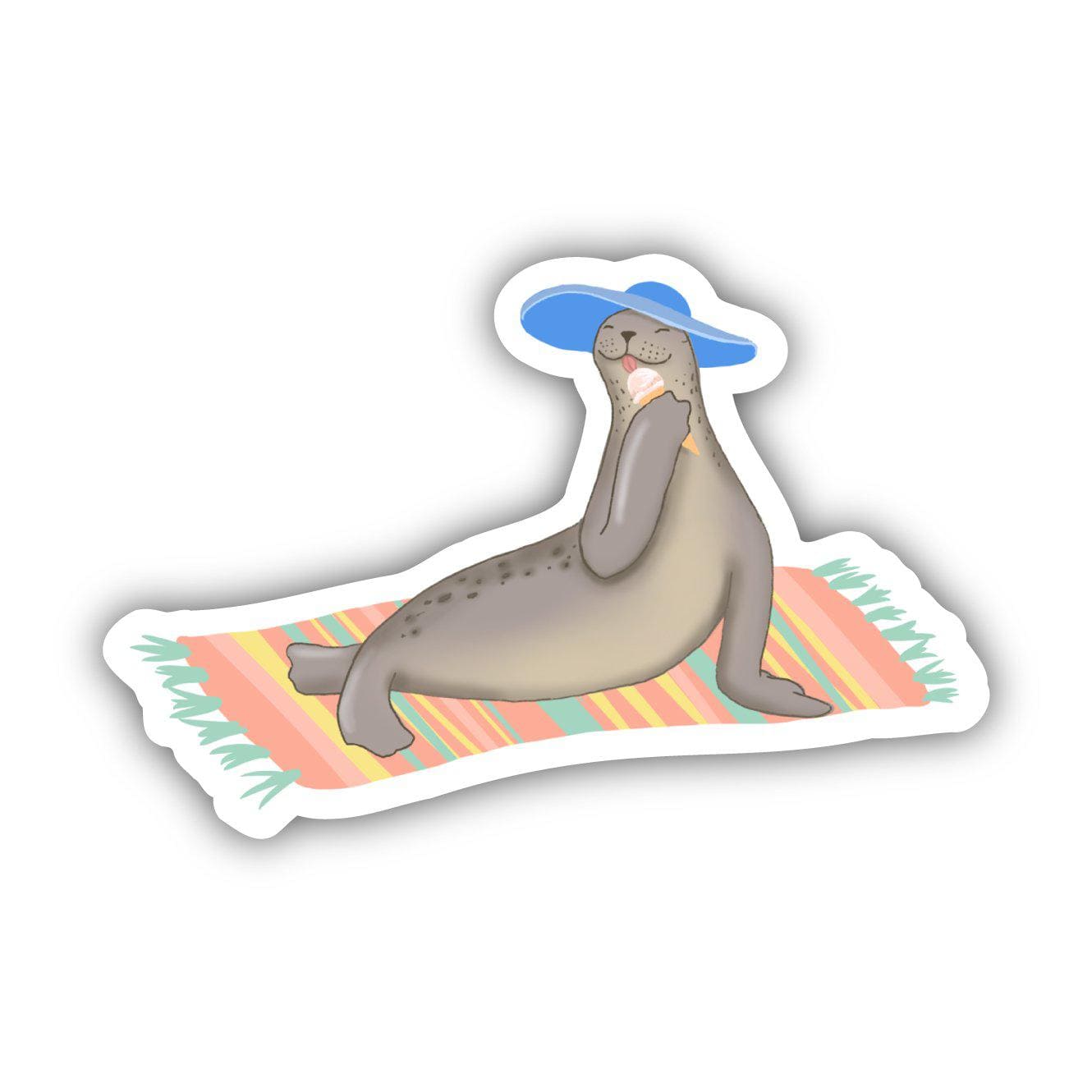  Seal Sunhat Summer Sticker、mySite、elrpsem3k