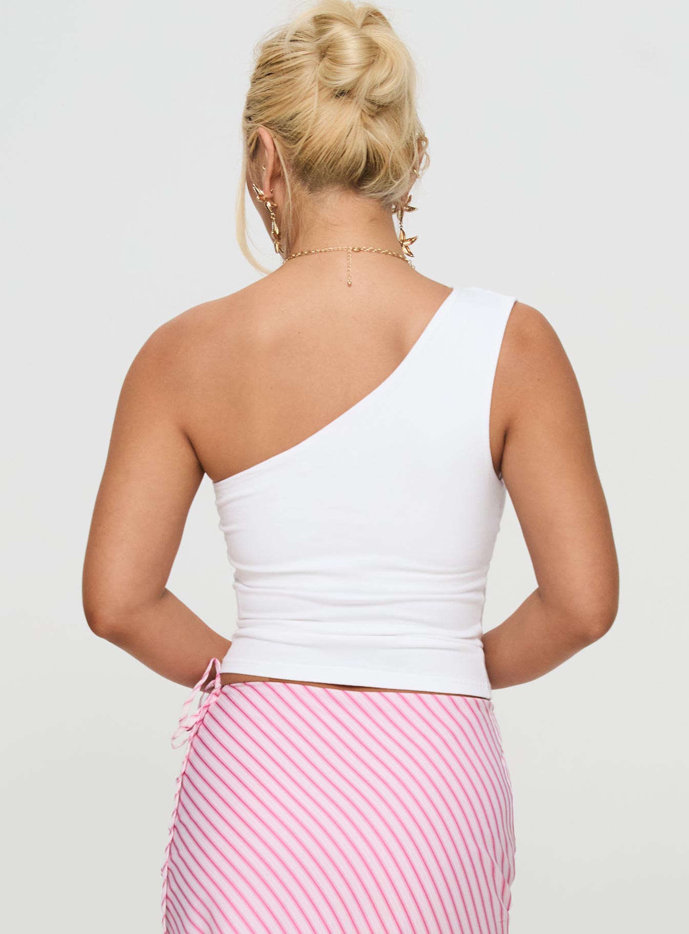 Huxlee One Shoulder Top White Floral、mySite、solidvoid