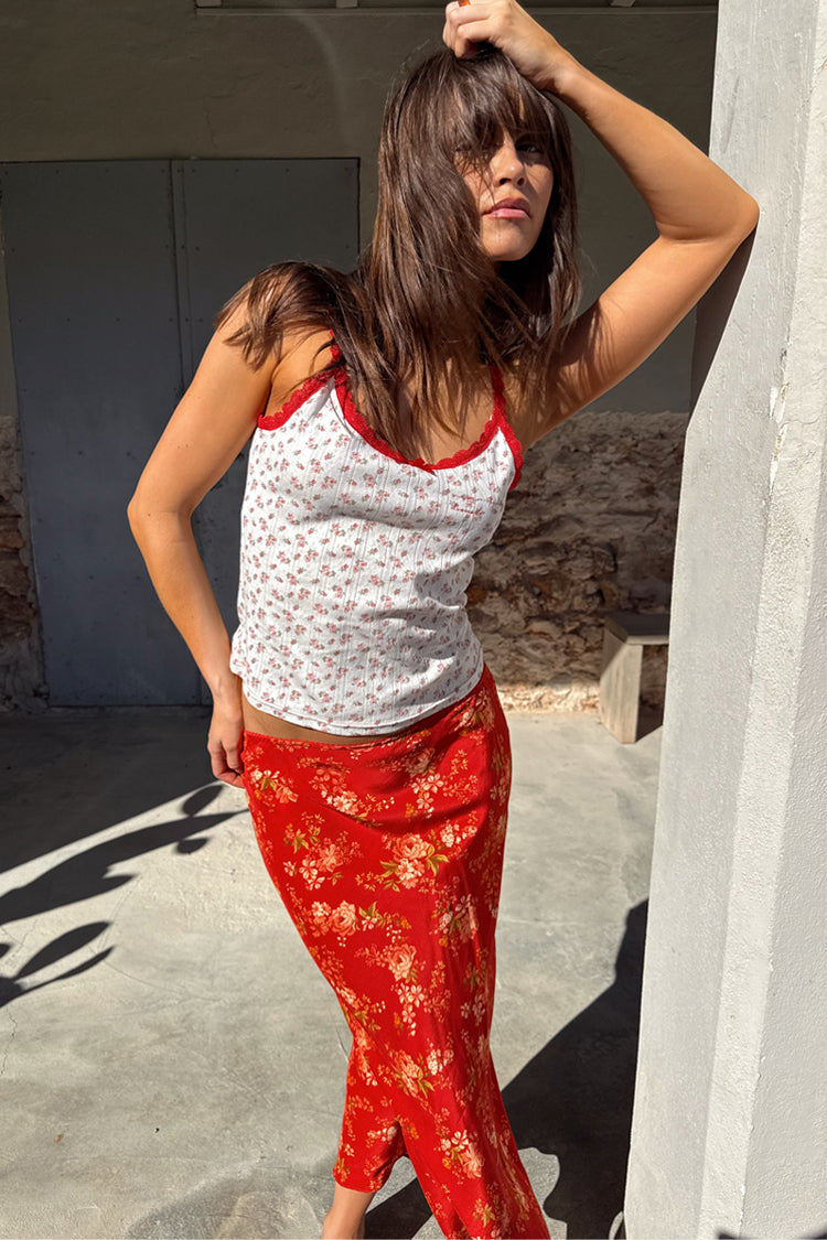 Red Floral Midi Skirt、mySite、solidvoid