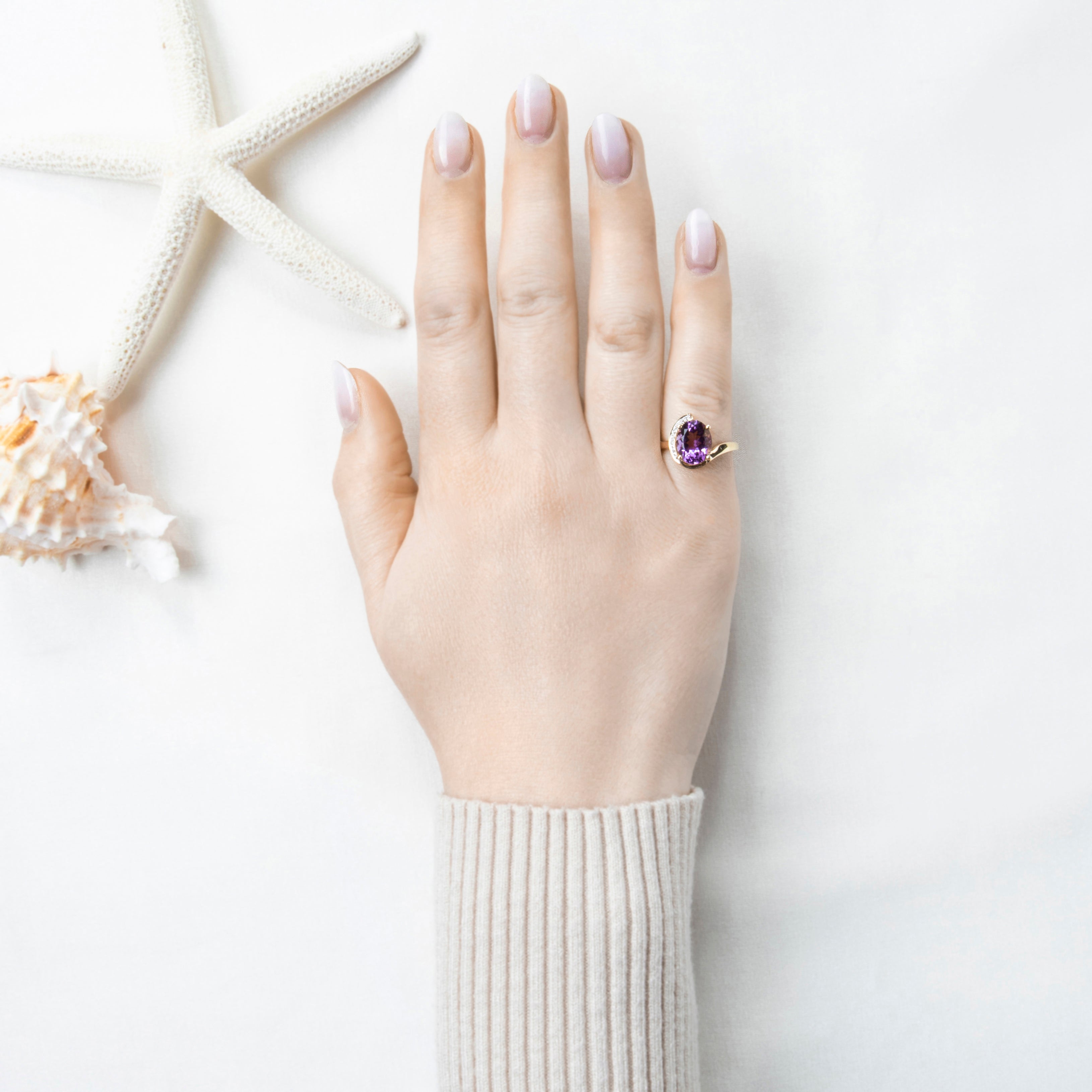 Vintage 10k Yellow Gold 2.4ct Amethyst Diamond Oval Ring 6.50、mySite、hinf8tx79