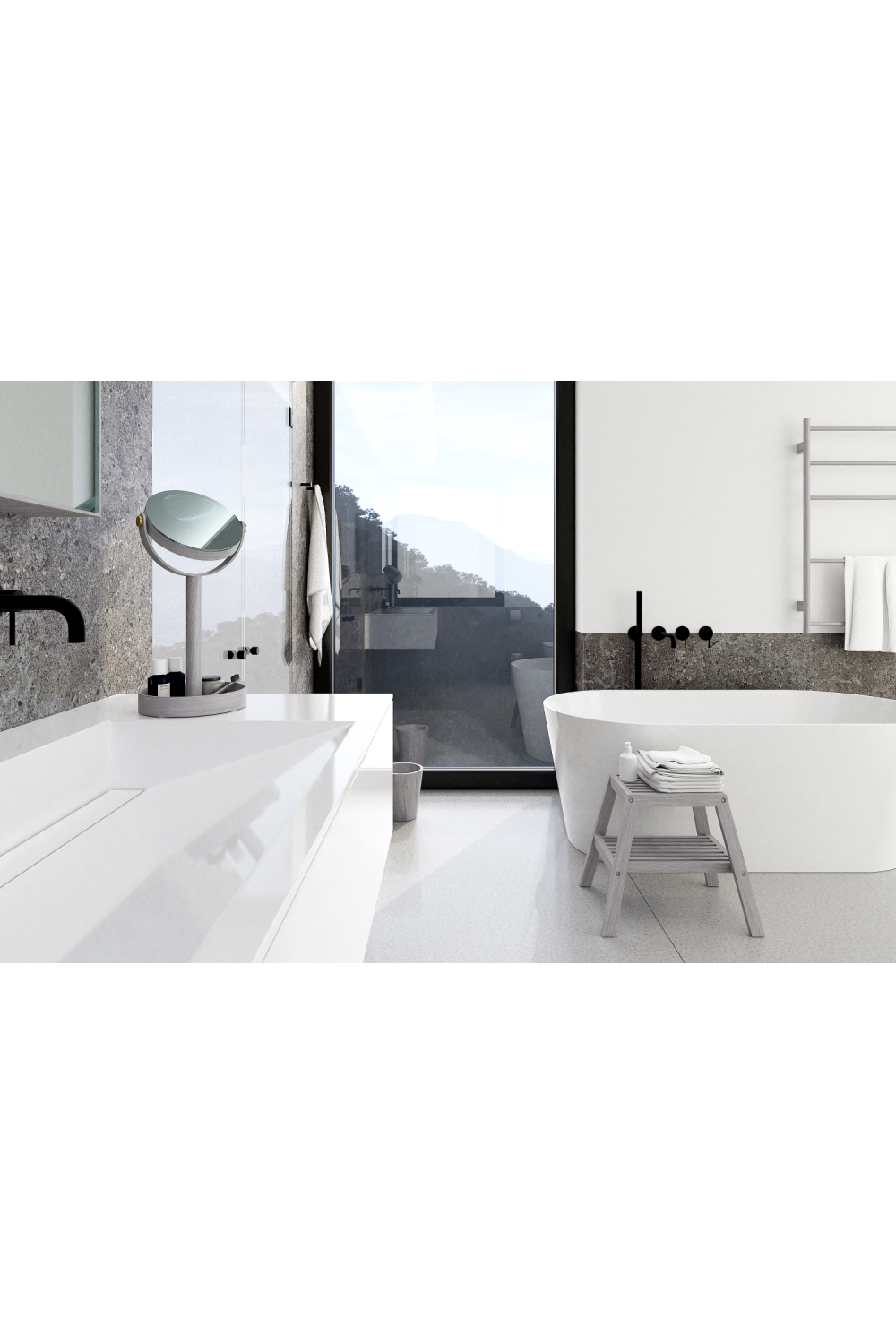 Oak Double Face Mirror with Storage Tray | Wireworks Close-up、mySite、neckold