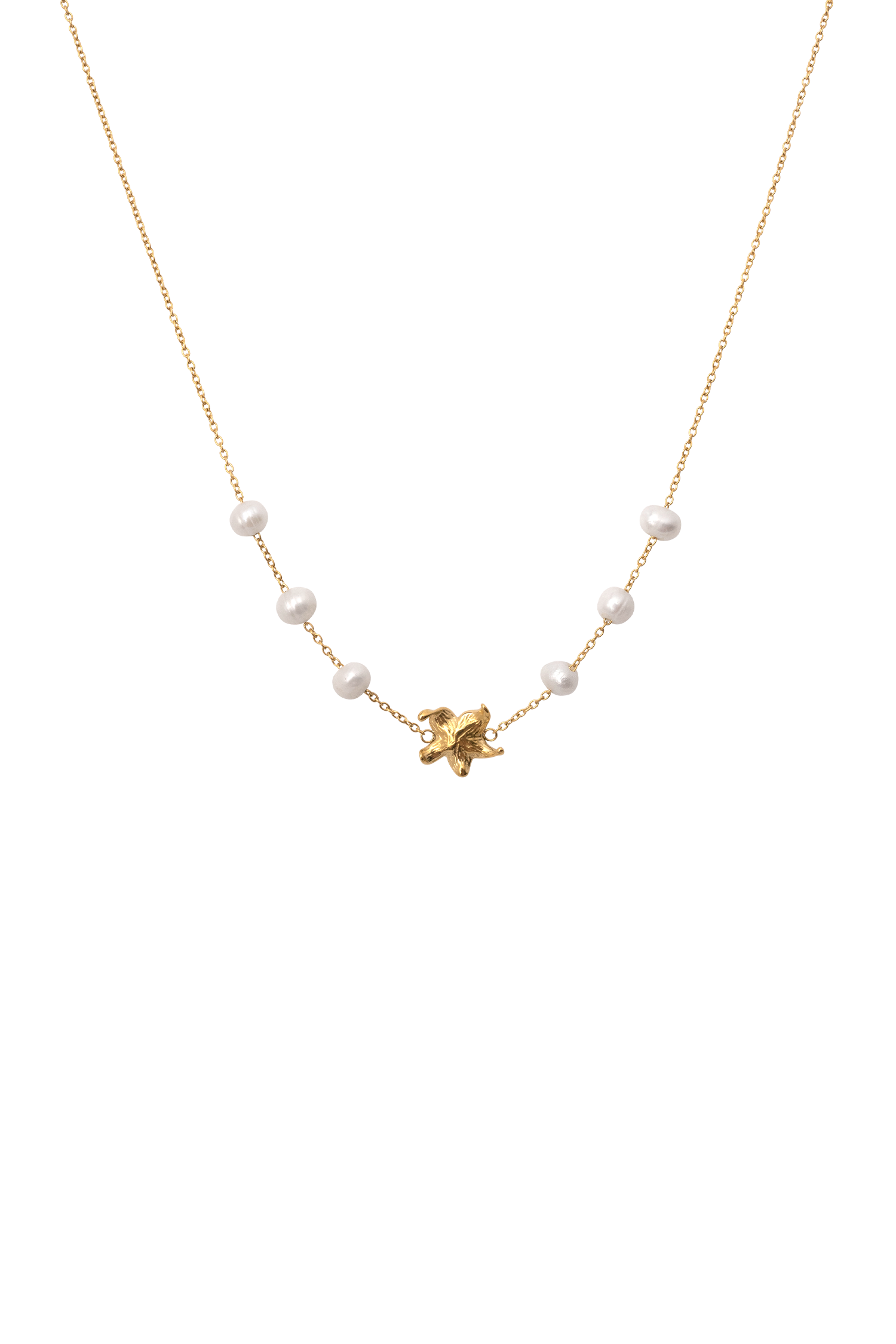 Eva Floral Fresh Water Pearl Necklace - Gold、mySite、solidvoid