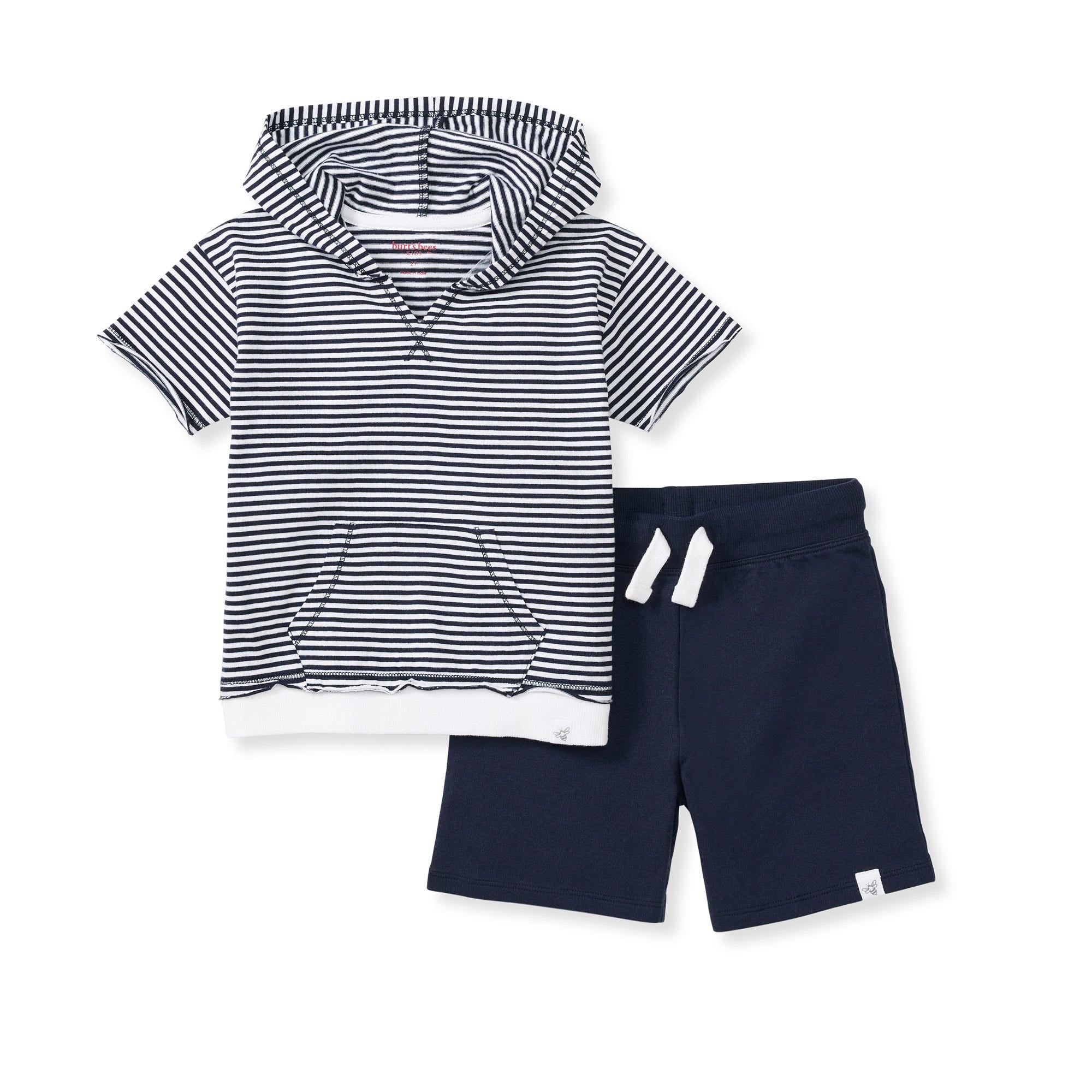 Classic Stripe Organic Boy Hooded Top & Shorts Set、mySite、layawaytickets