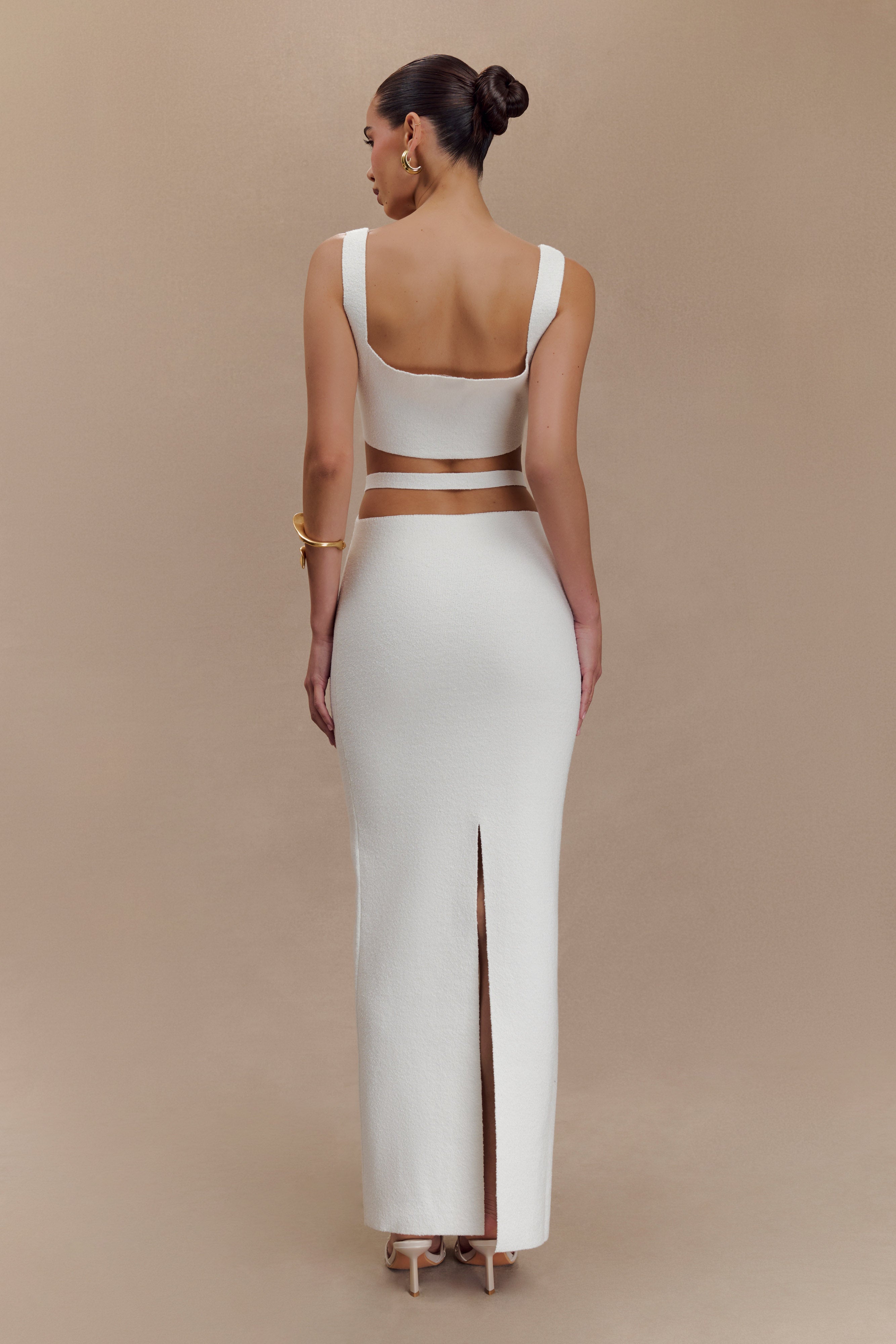 Alysanne Cut Out Knit Maxi Dress - White、mySite、solidvoid