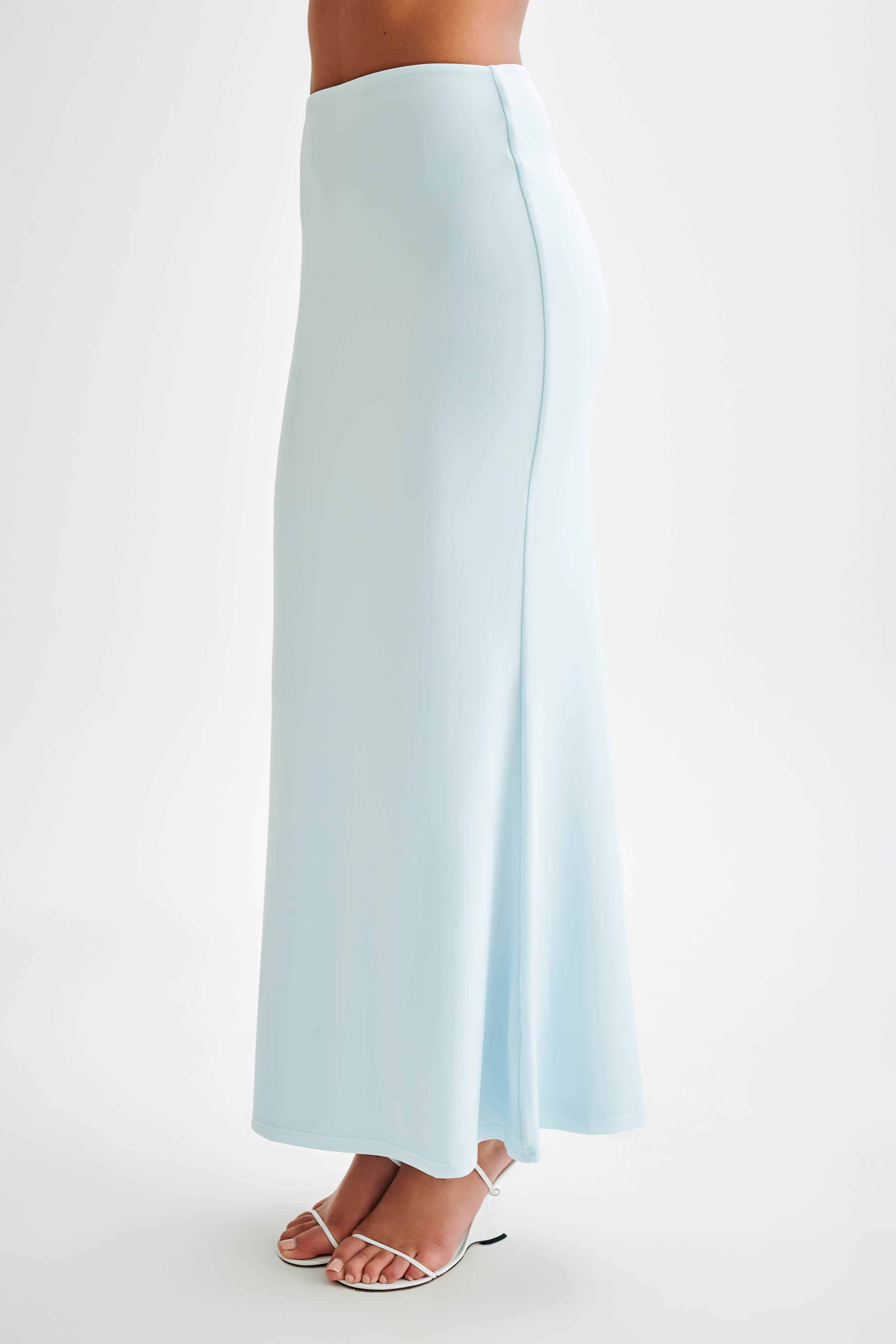 Bruna Slinky Fishtail Maxi Skirt - Sky Blue、mySite、solidvoid