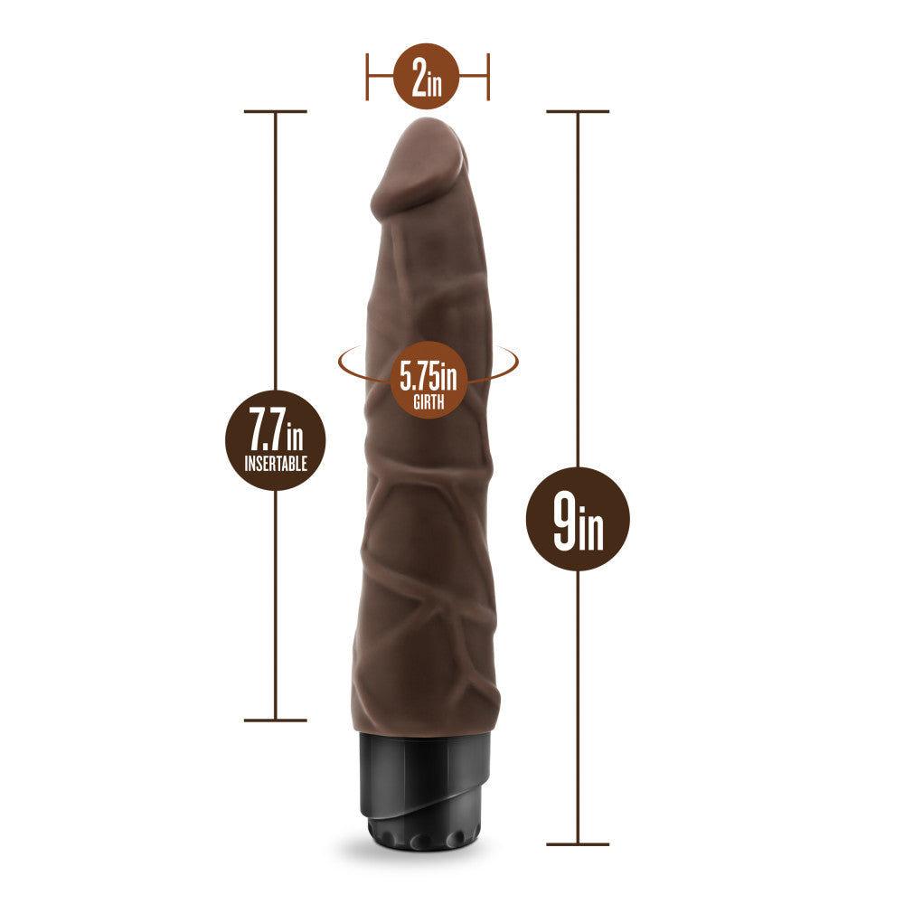 Dr. Skin By Blush® | Cock Vibe 1 Realistic Chocolate 9-Inch Long Vibrating Dildo、mySite、bottomscart