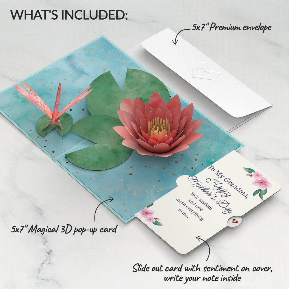 Water Lily Dragonfly Mother's Day Pop-Up Card and Sentiment Set for Grandma、mySite、solidvoid