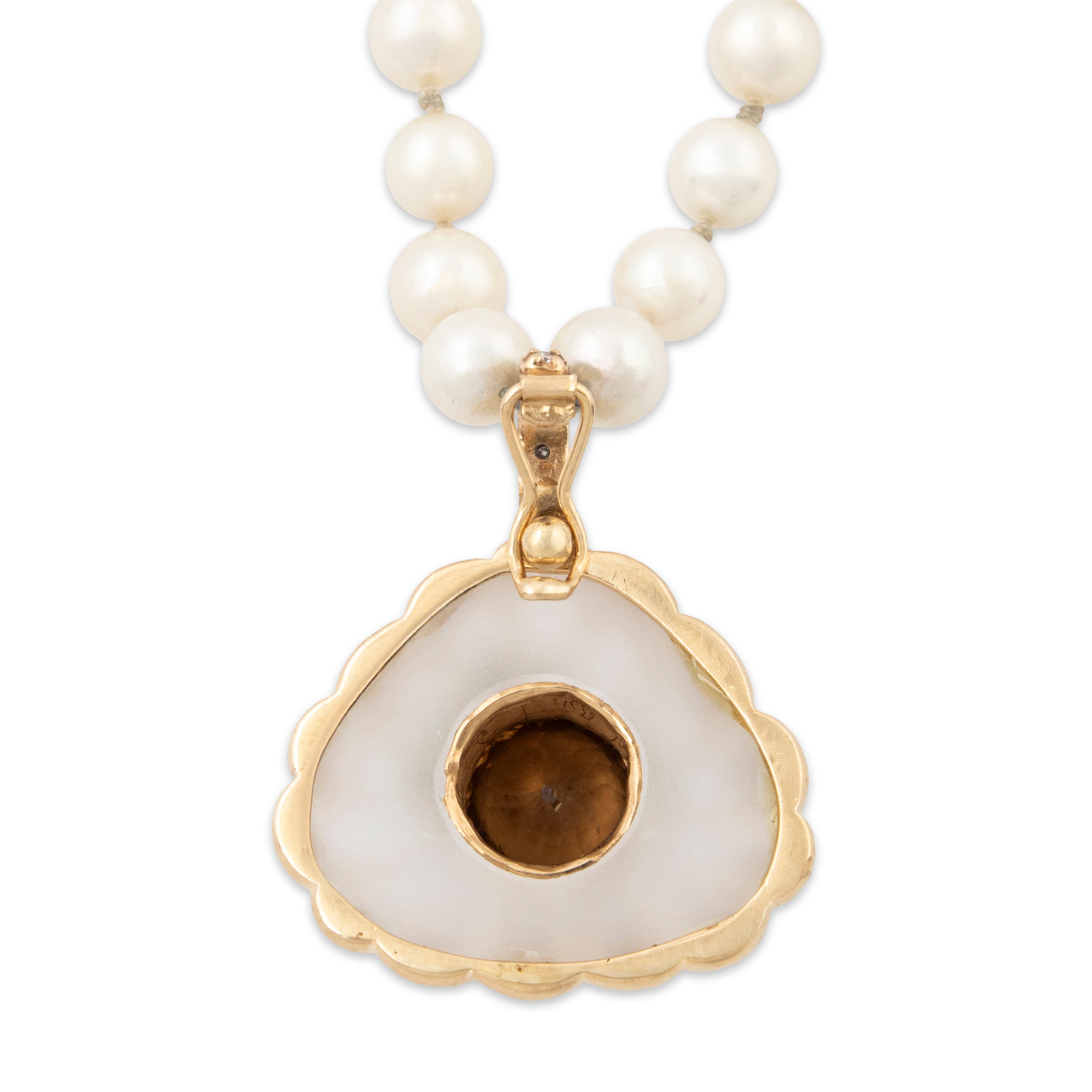 Vintage Unusual 14k Yellow Gold Rock Crystal & 4ct Zircon Pendant Necklace 18、mySite、hinf8tx79