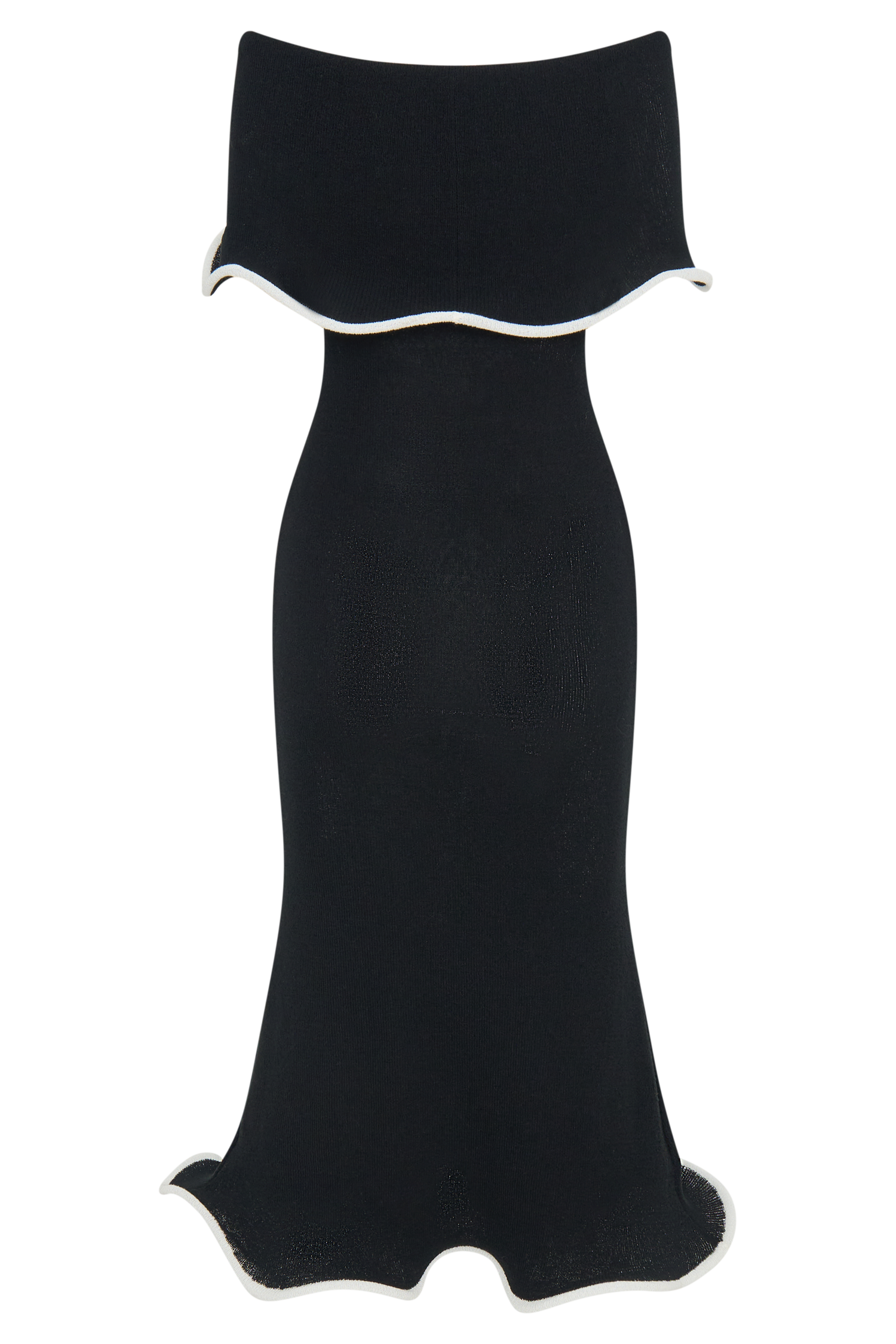 Molly Off Shoulder Knit Midi Dress - Black/White、mySite、solidvoid
