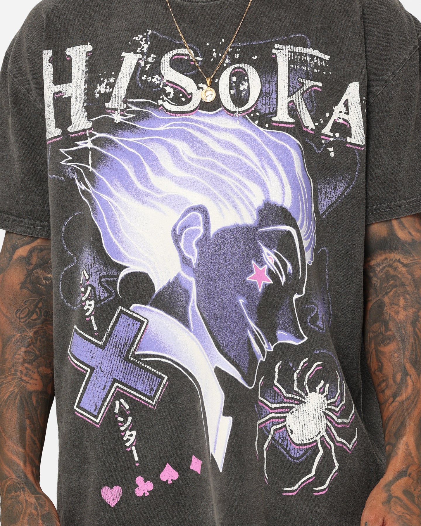 Goat Crew X Hunter X Hunter Hisoka Heavyweight Vintage T-Shirt Black Wash、mySite、zt4zffjzw
