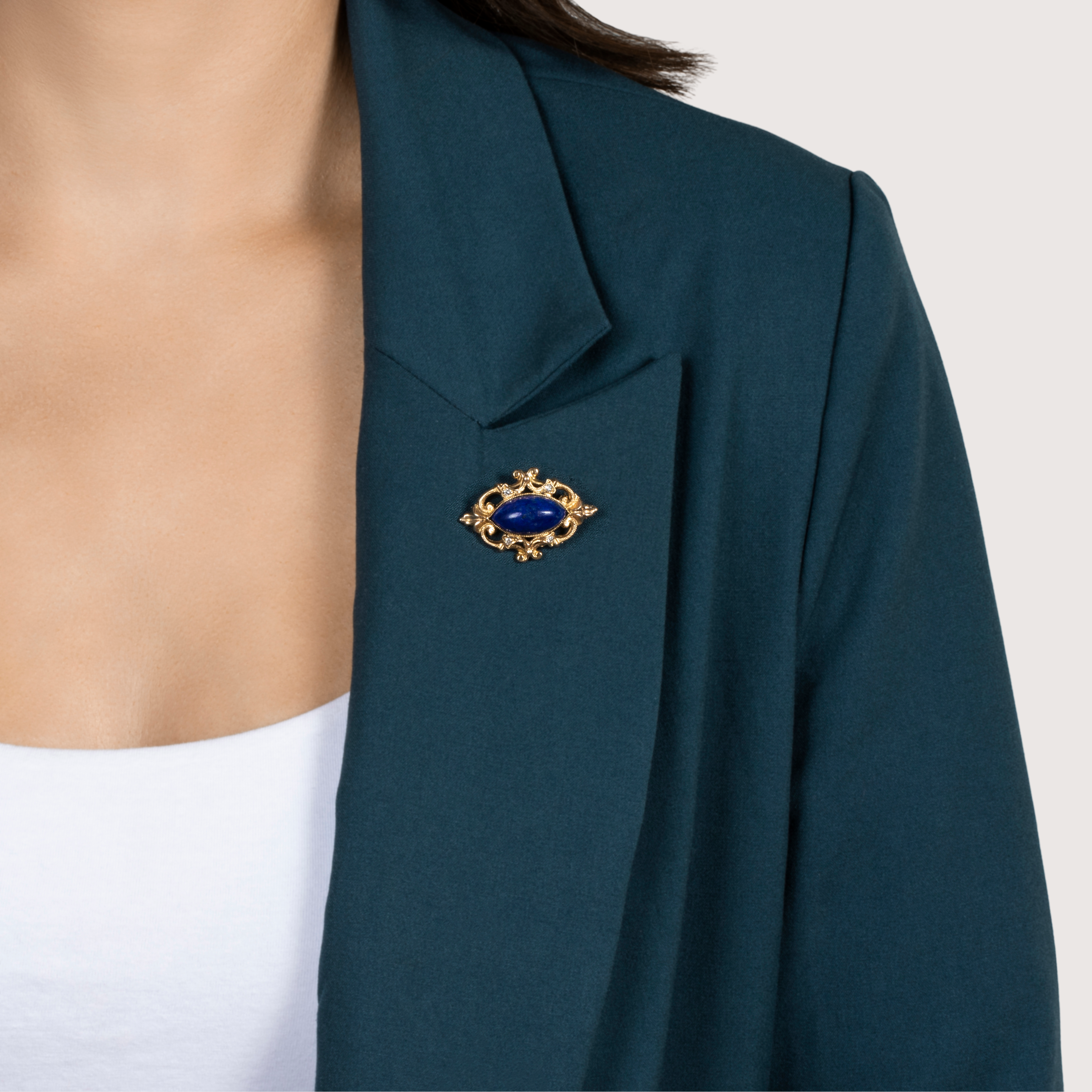 Antique 14k Yellow Gold 10.06ct Lapis Lazuli Diamond Classical Pendant / Brooch、mySite、hinf8tx79