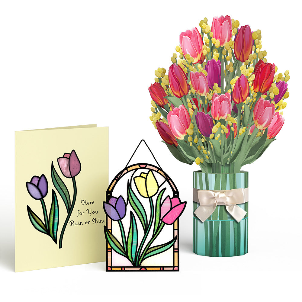 Cheerful Tulips Suncatcher Card & Pop-Up Bouquet Bundle、mySite、solidvoid