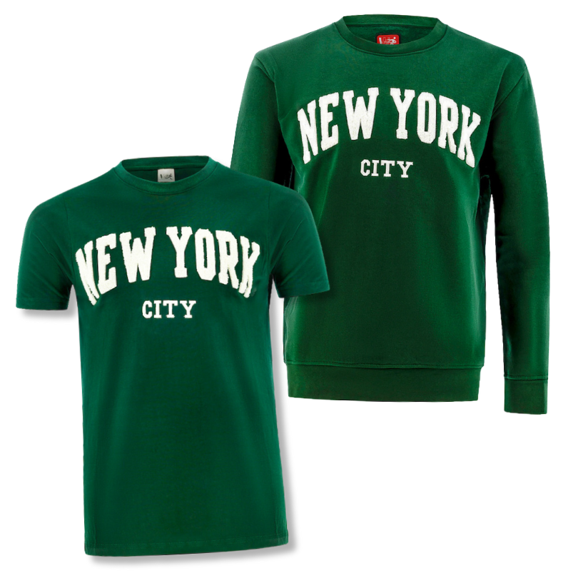 NEW YORK CITY Chenille Applique Shirt & Pullover Bundle (4 Colors)、mySite、vikingsvslions