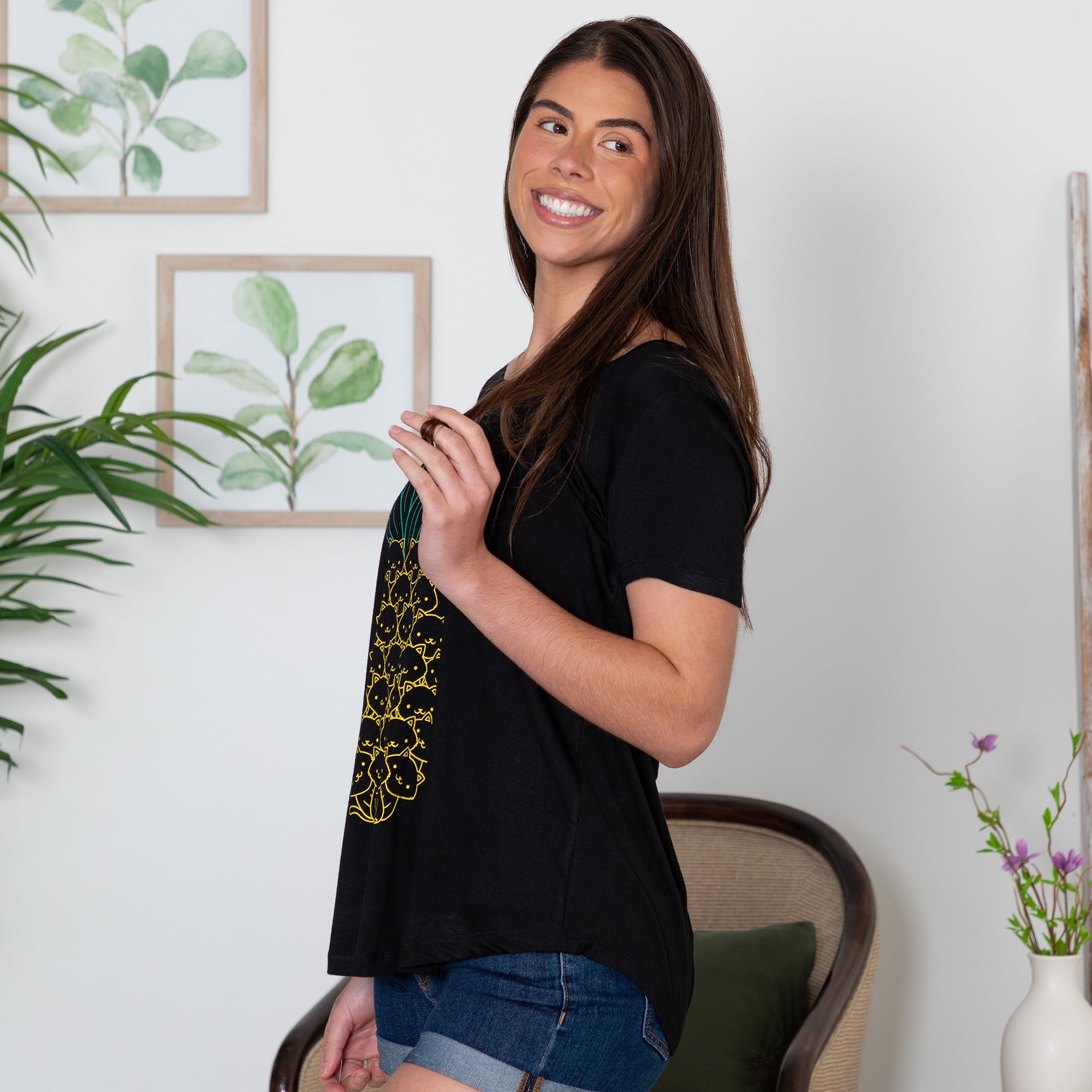 Cat Pineapple Short Sleeve Tee、mySite、camillekostekn