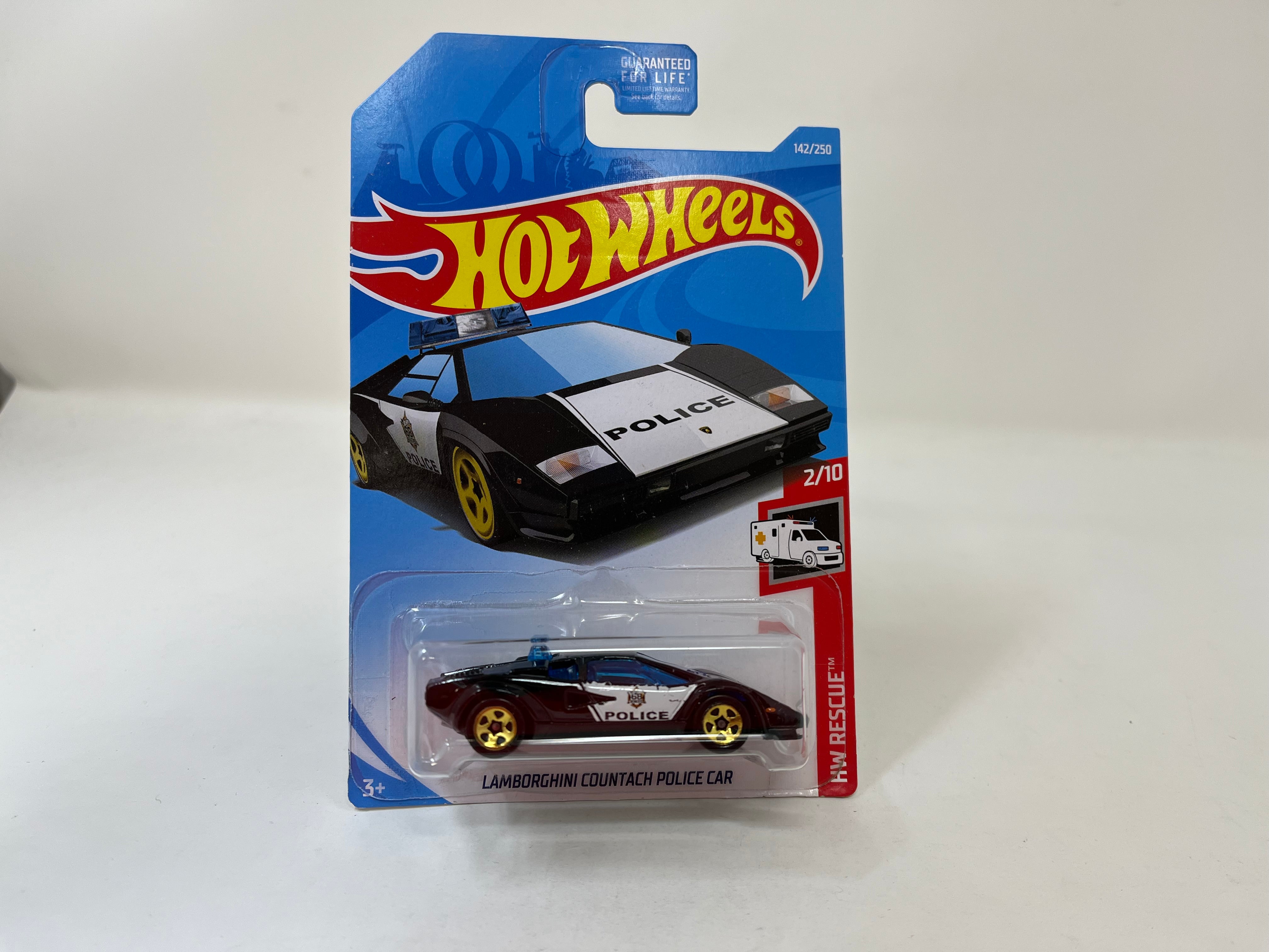 Lamborghini Countach Police Car #142 * BLACK * 2019 Hot Wheels USA Card、mySite、hgirdovlk