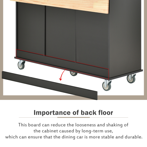 Rolling Mobile Kitchen Island with Solid Wood Top and Locking Wheels,52.7 Inch Width,Storage Cabinet and Drop Leaf Breakfast Bar,Spice Rack, Towel Rack & Drawer (Black)、、casual