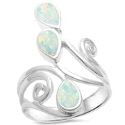 White Opal Wrap Around Spiral .925 Sterling Silver Ring、mySite、g9winljtr