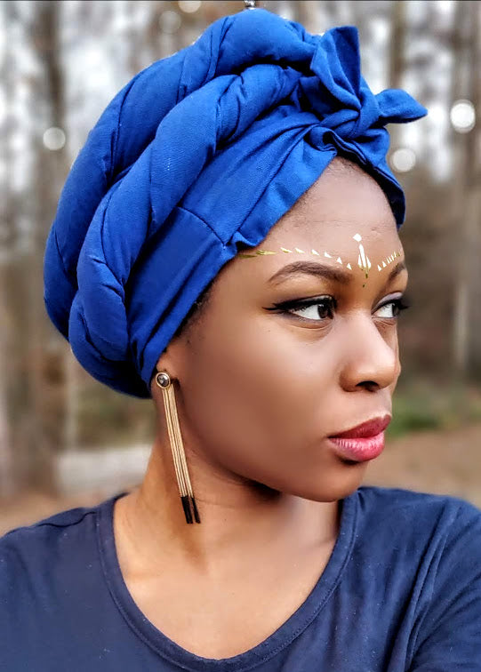 Royal Blue African Pre-tied Modu Head wrap-DP3774PT、mySite、solidvoid