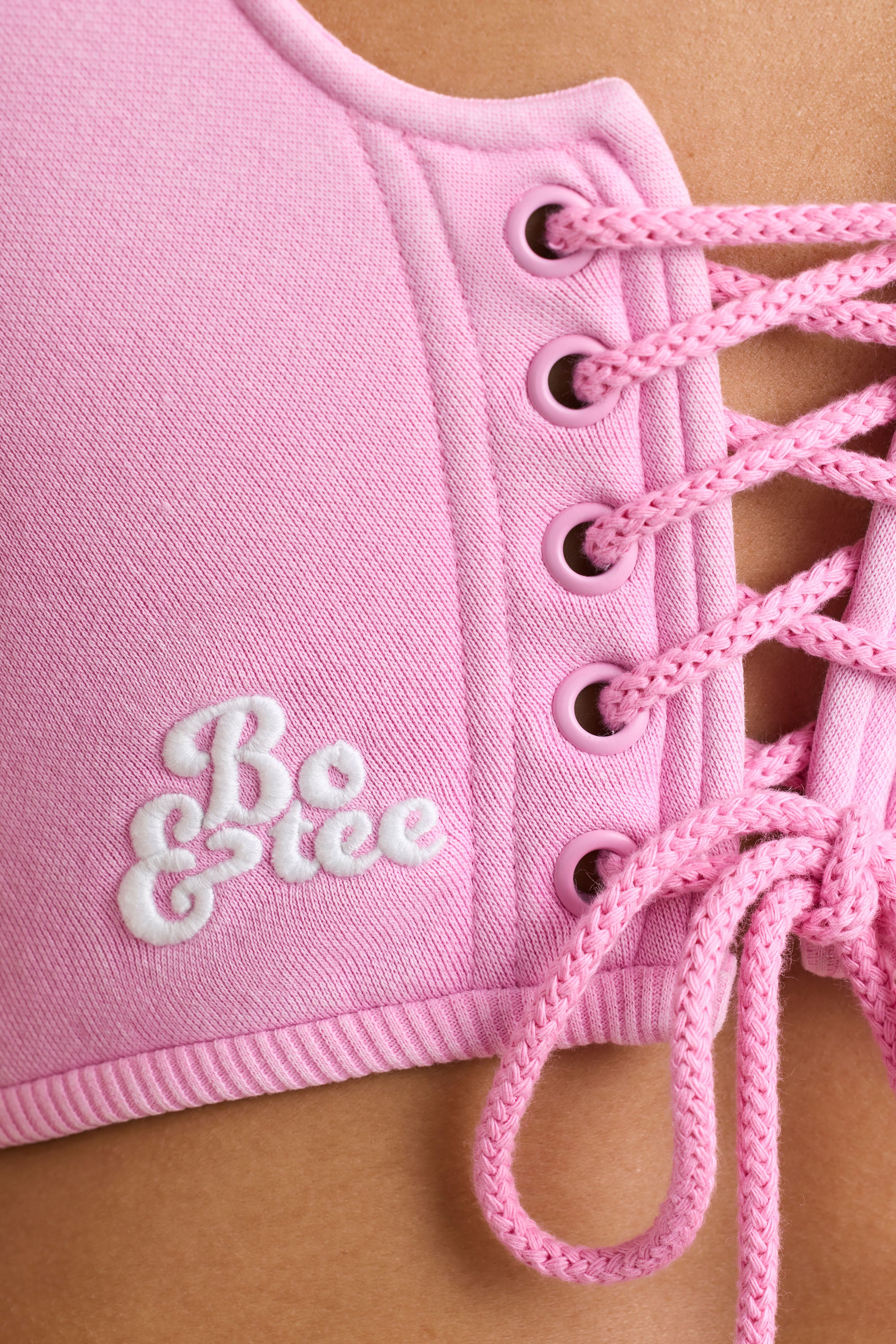 Corset Crop Top in Bubblegum Pink、mySite、solidvoid