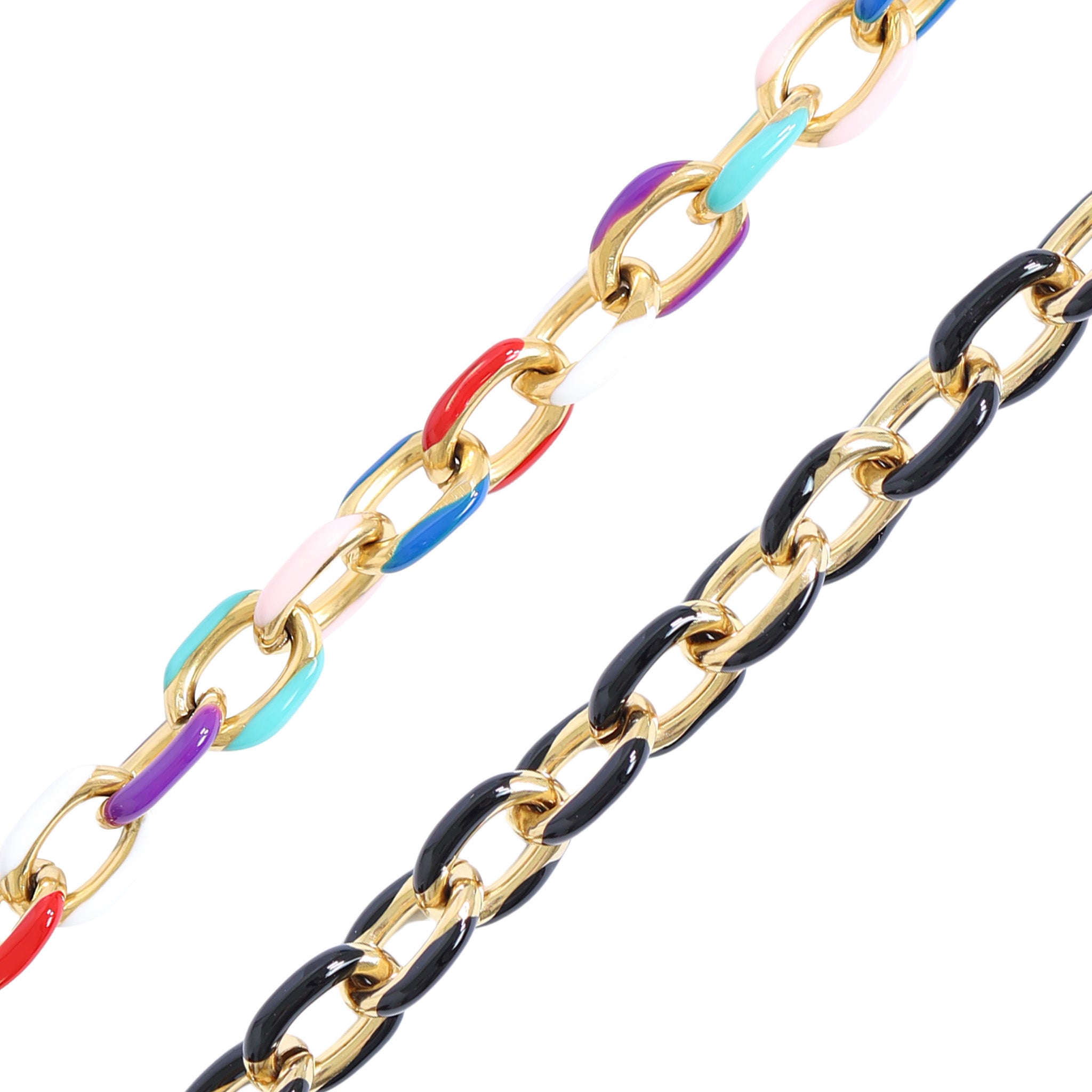 18K Gold PVD Stainless Steel Enamel Cable Chain - By The Foot / SPL1016、mySite、dreamappss