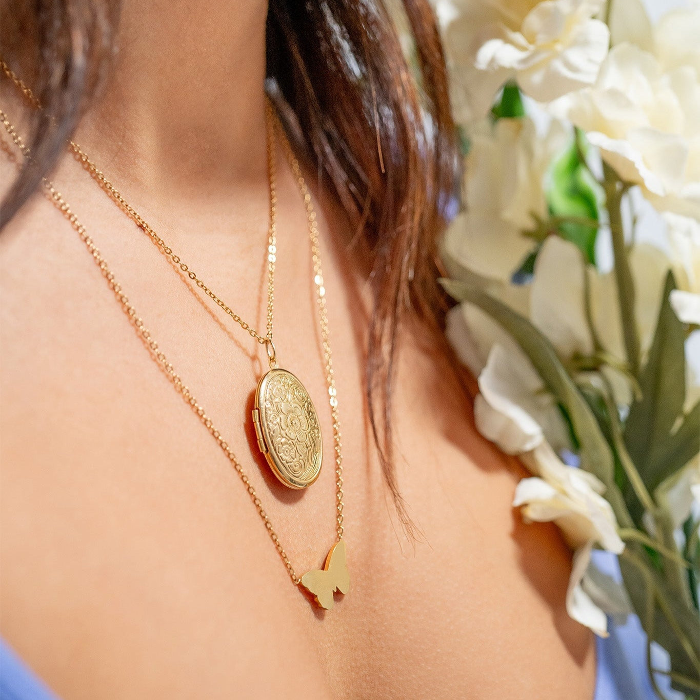 18K Gold PVD Stainless Steel Textured Oval Locket / PDL0245、mySite、dreamappss