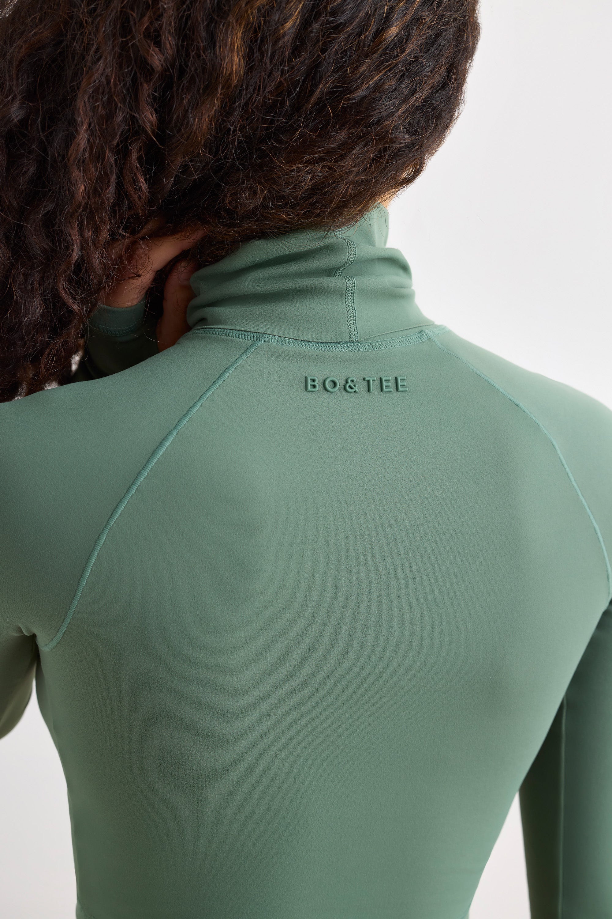 Soft Active Turtleneck Crop Top in Khaki、mySite、solidvoid