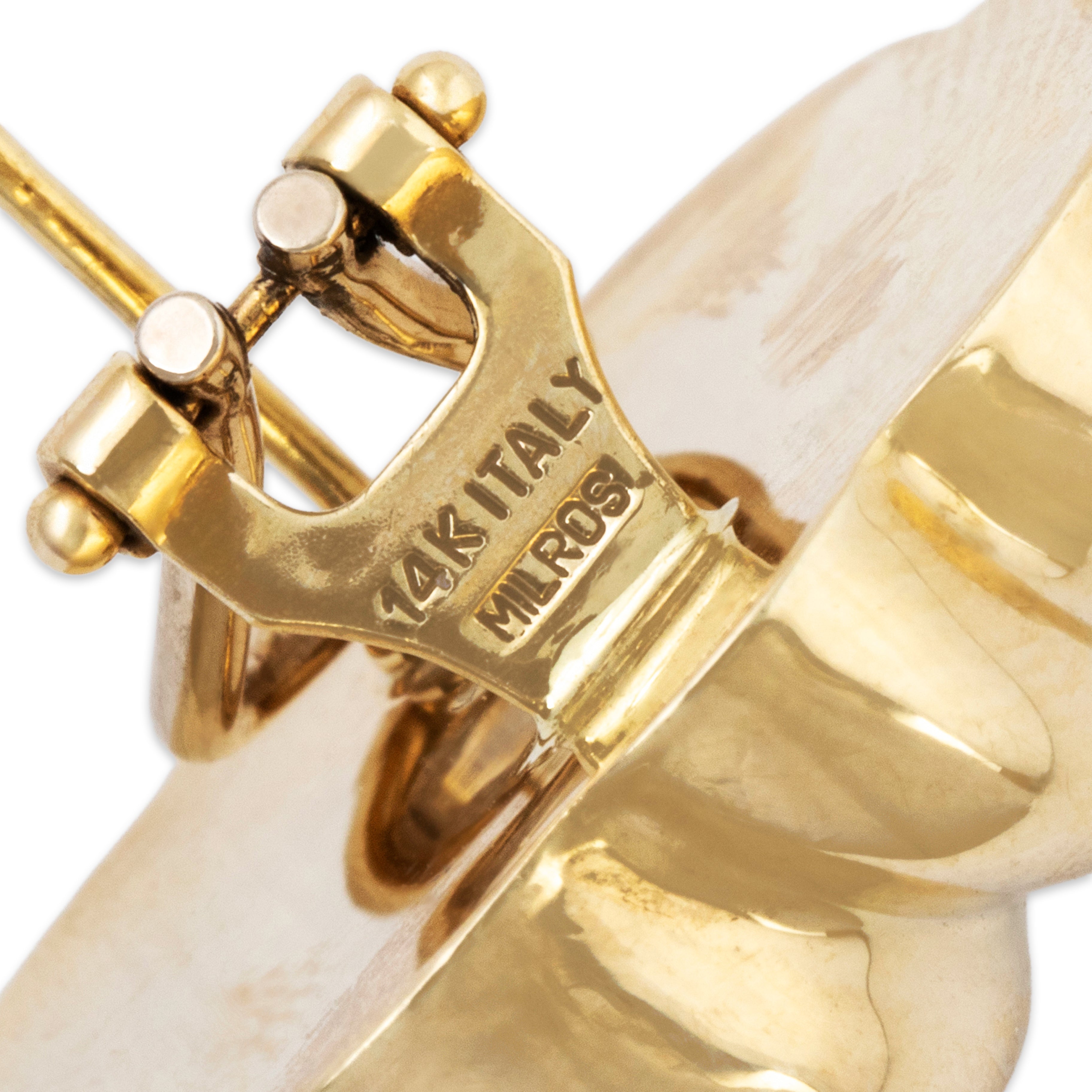 Vintage Italian Large 14k Yellow Gold Chunky Swirls Omega Back Earrings、mySite、hinf8tx79