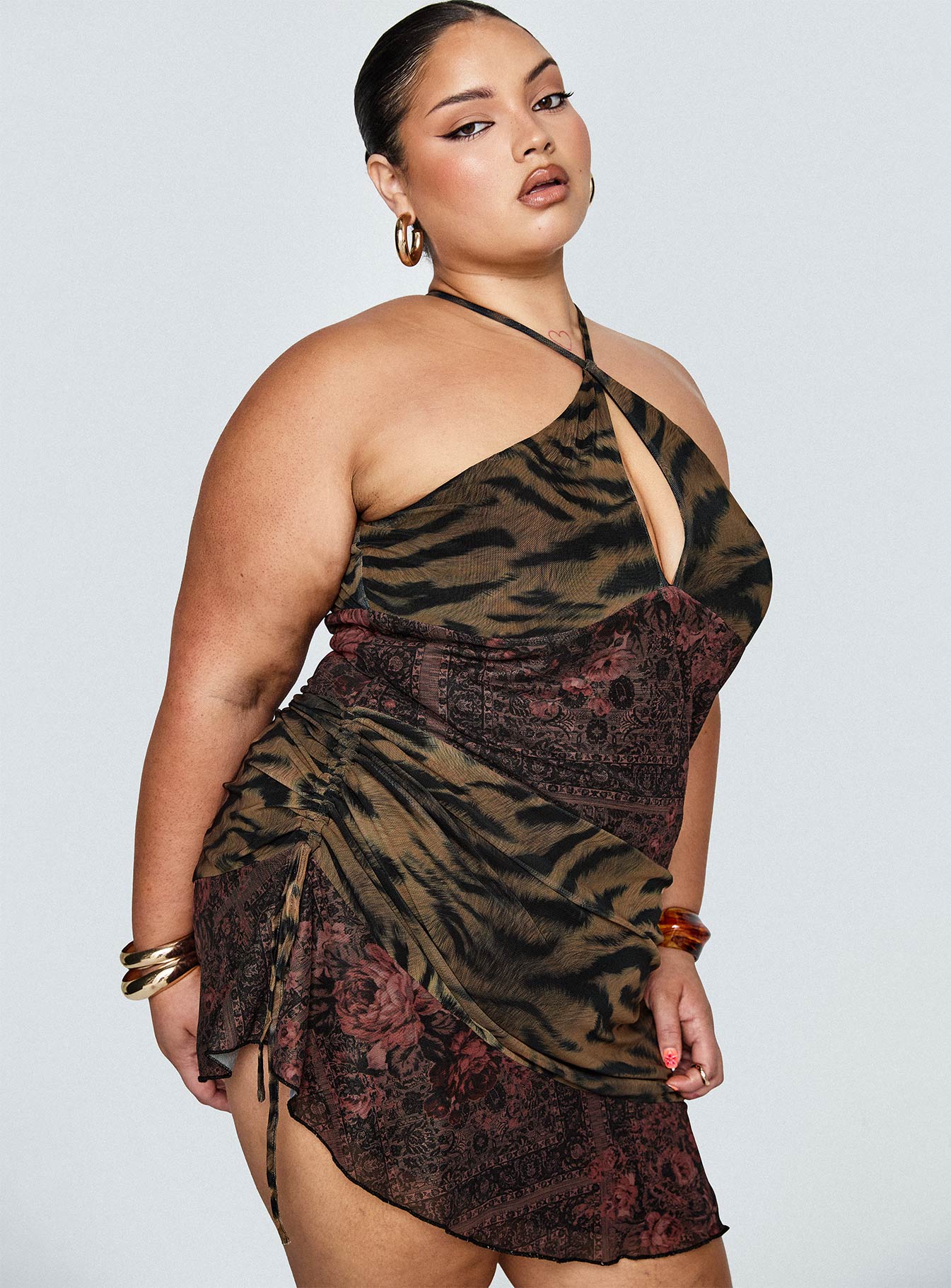 Syrefena Halter Mini Dress Multi Curve、mySite、solidvoid