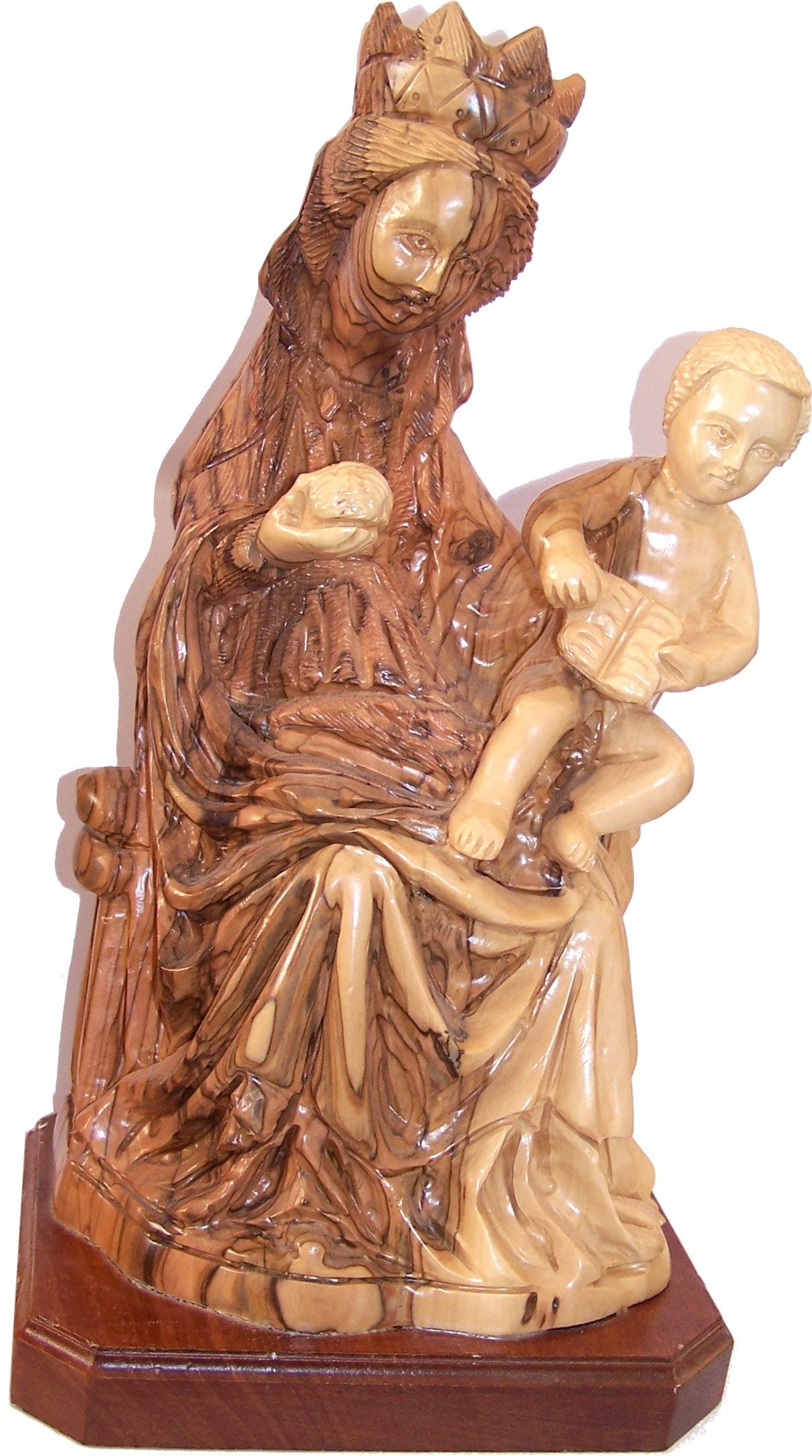 Holy Land Market Mary Mother of The Word of God, Queen of Heavens Olive Wood Statue (13 Inches)、mySite、topwebapps