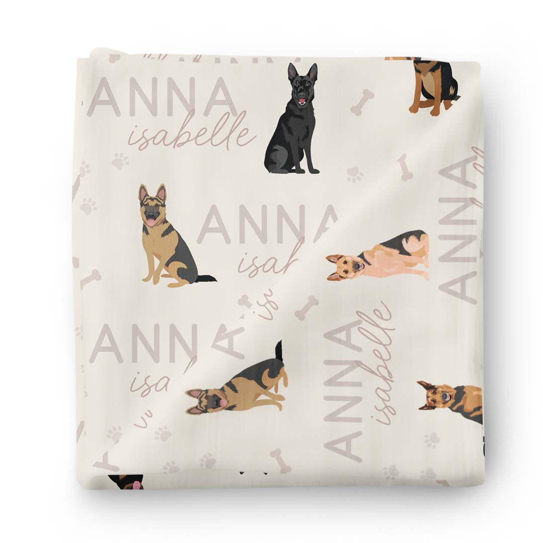  Personalized Baby Name Swaddle Blanket | German Shepherd、mySite、layawaytickets