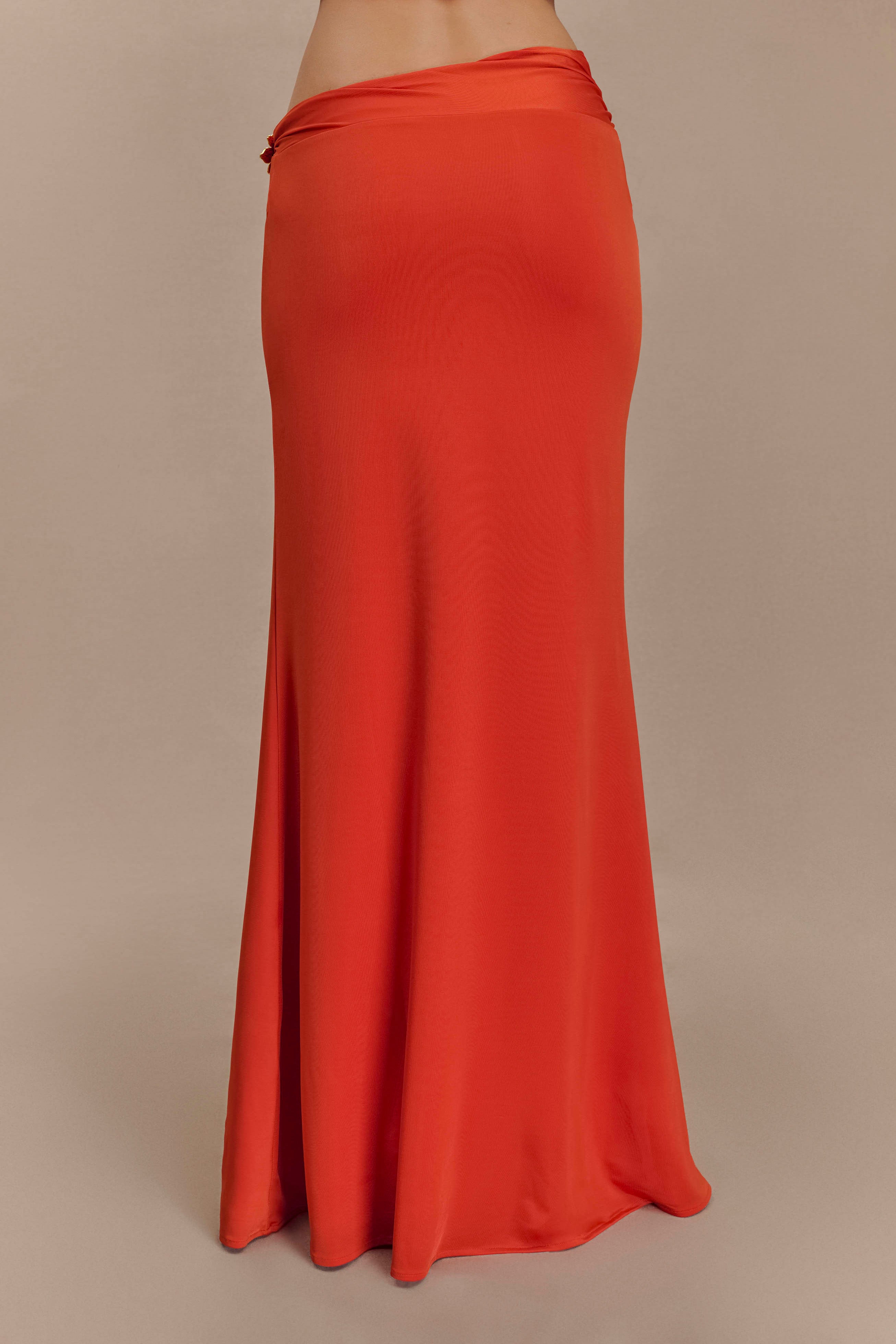 Ainsley Asymmetrical Maxi Skirt With Floral Hardware - Burnt Orange、mySite、solidvoid