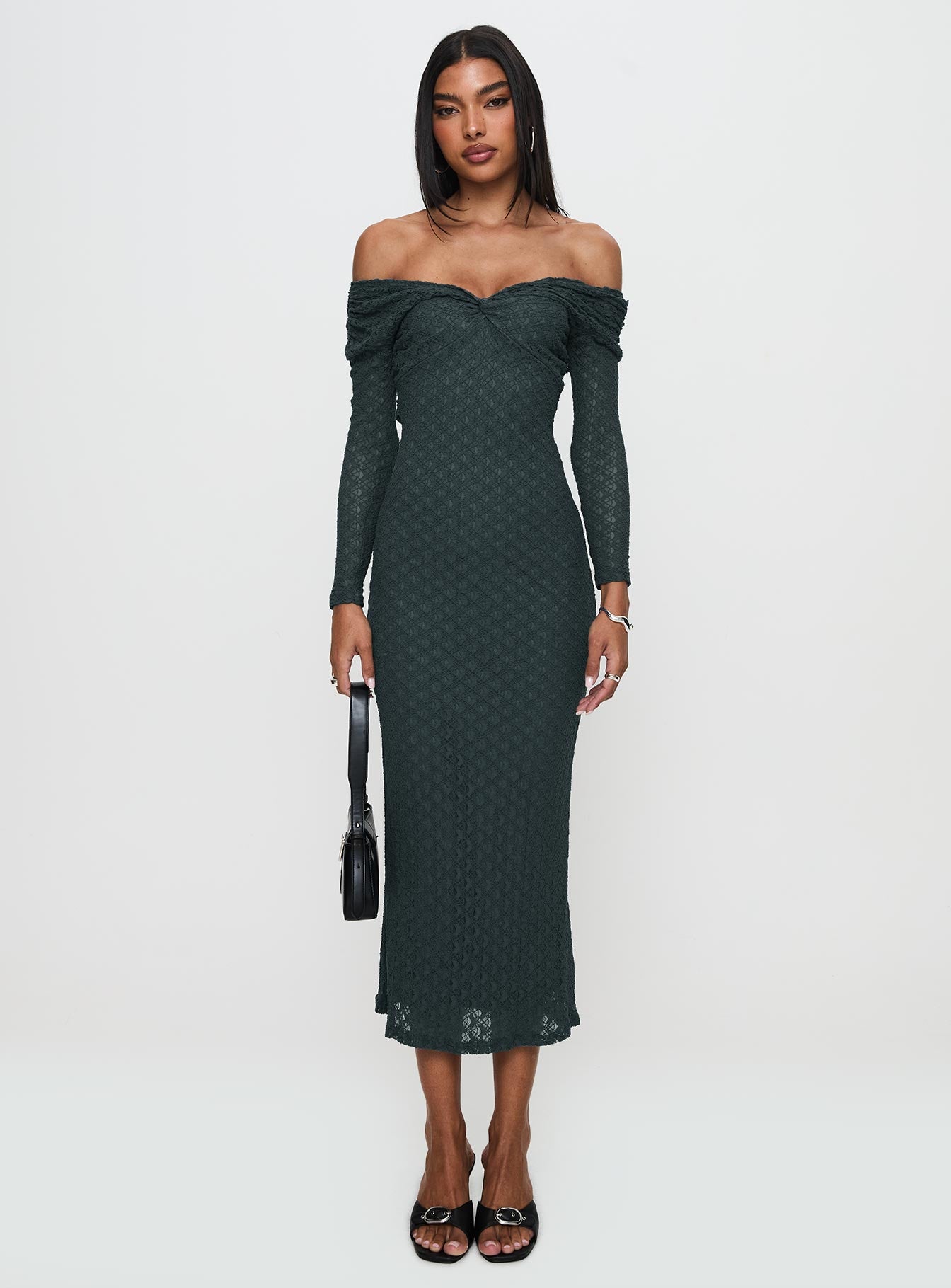 Elexis Off The Shoulder Maxi Dress Blue、mySite、solidvoid